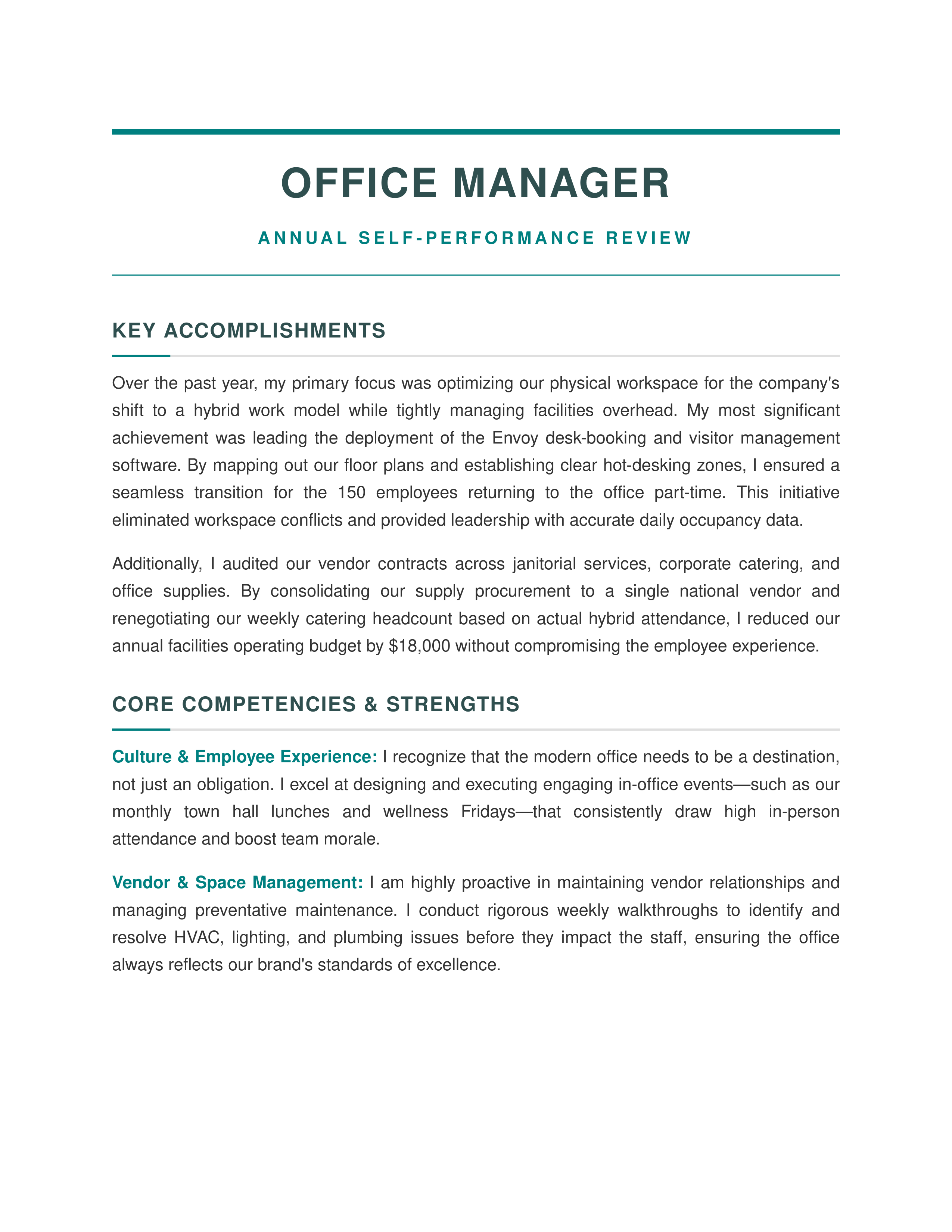 Office Manager Self Performance Review — page 1