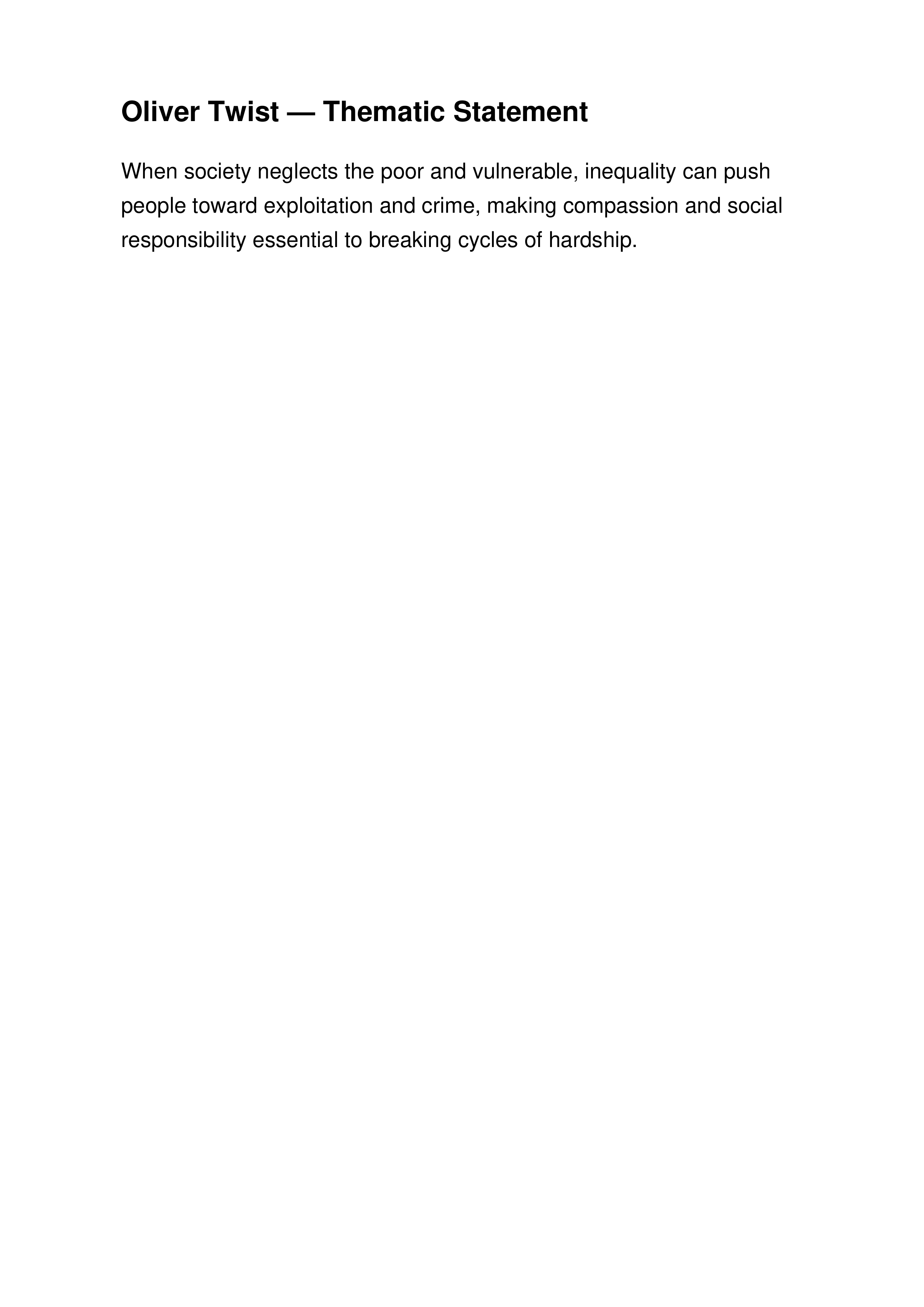 Oliver Twist Thematic Statement — page 1
