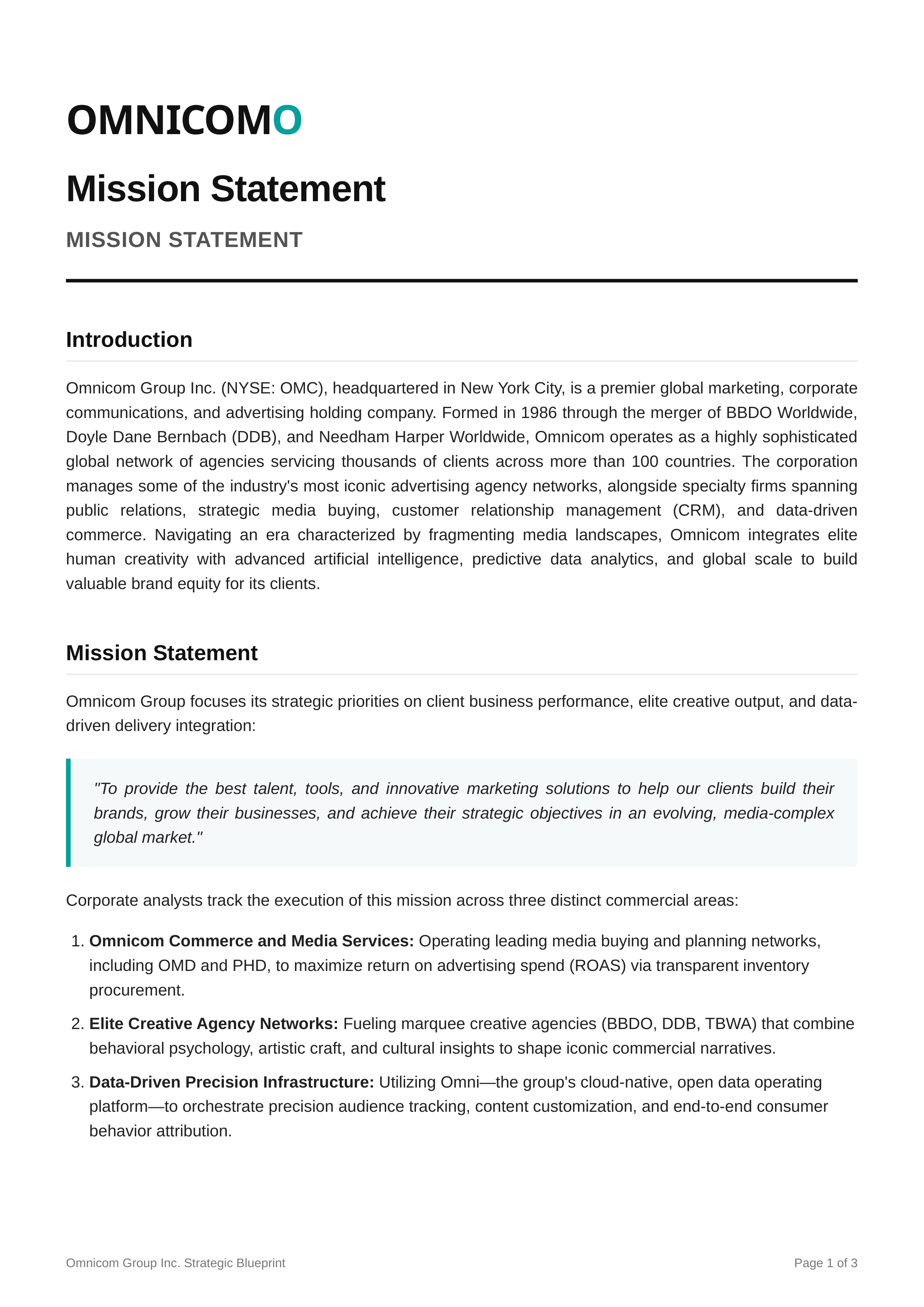 Omnicom Mission Statement — page 1