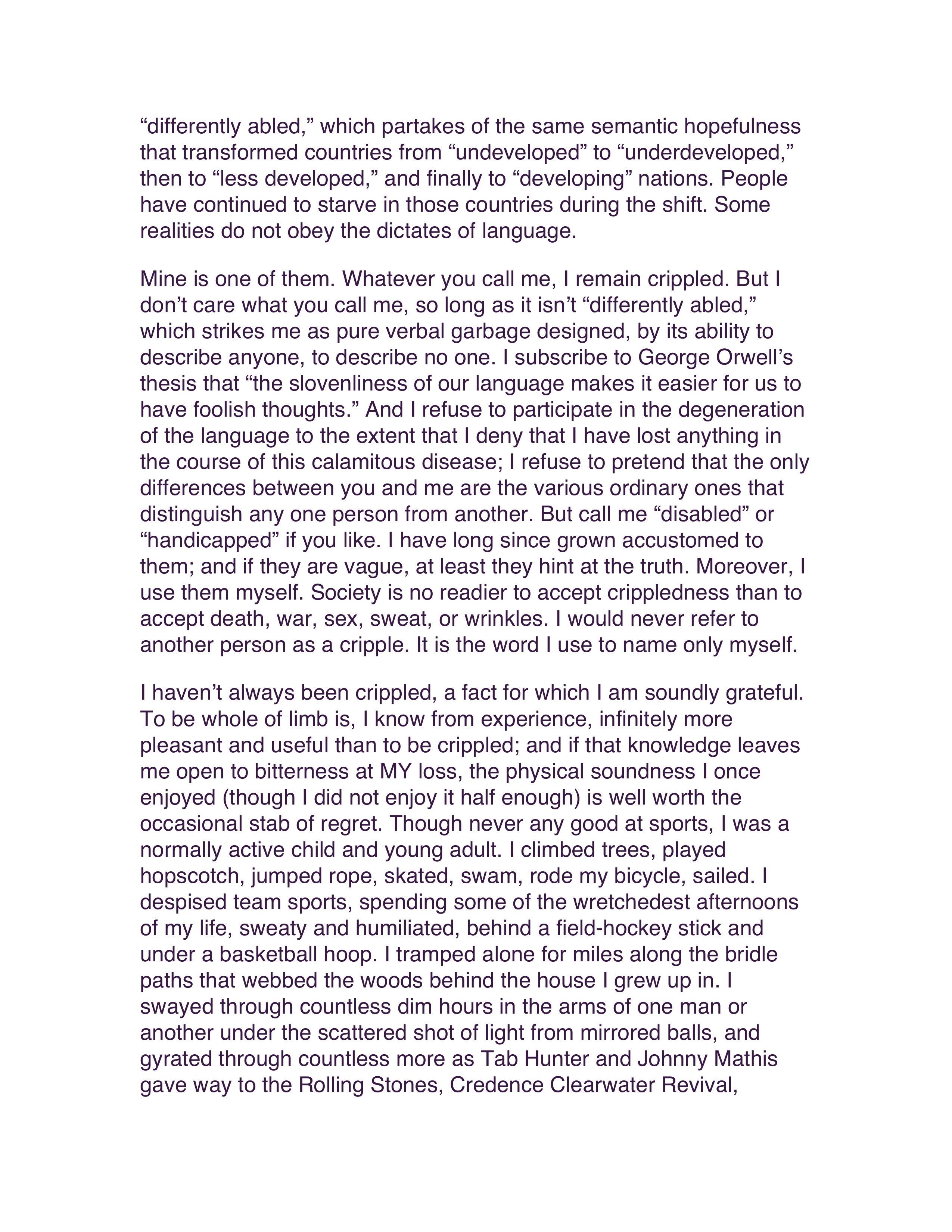 On Being a Cripple Essay — page 2