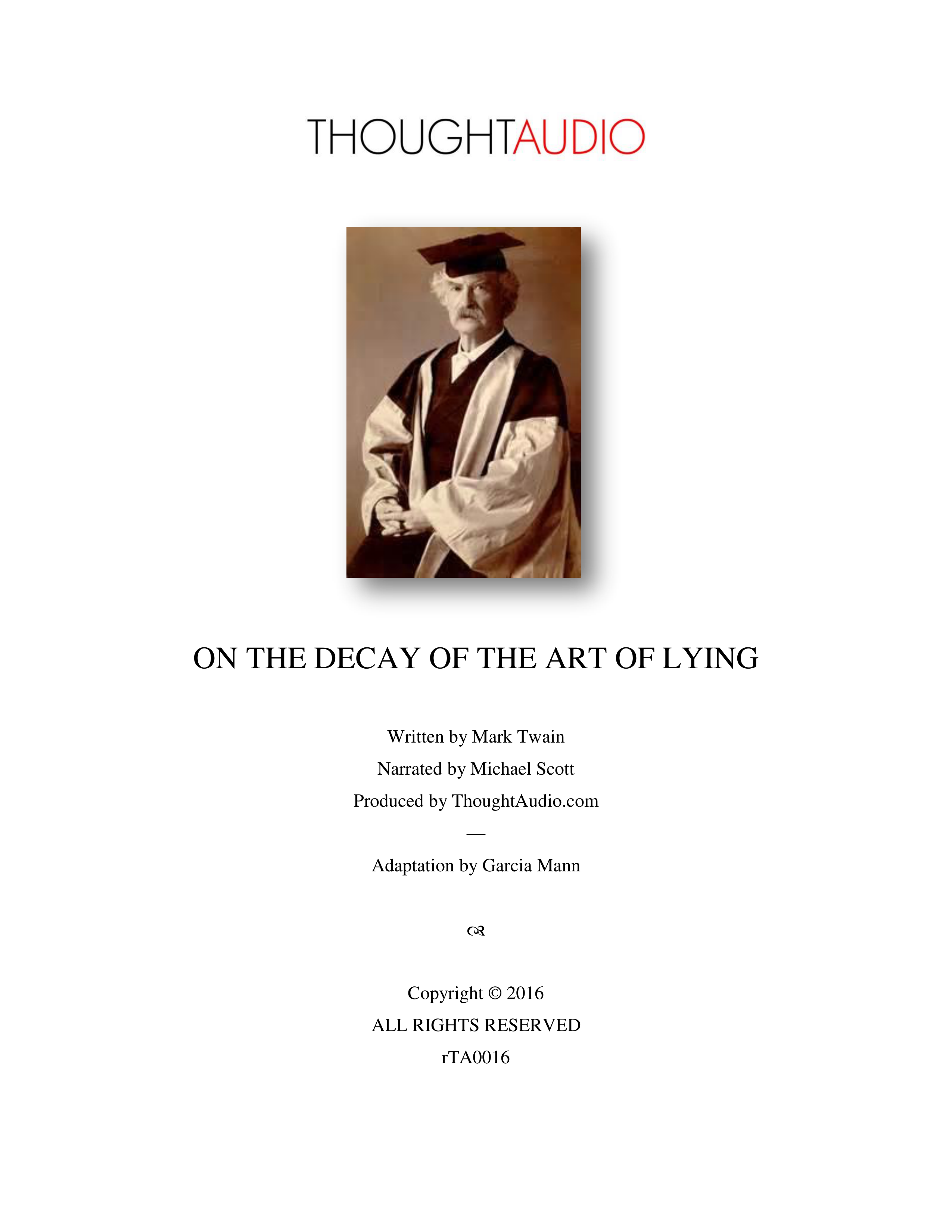 On the Decay of the Art of Lying Essay — page 1