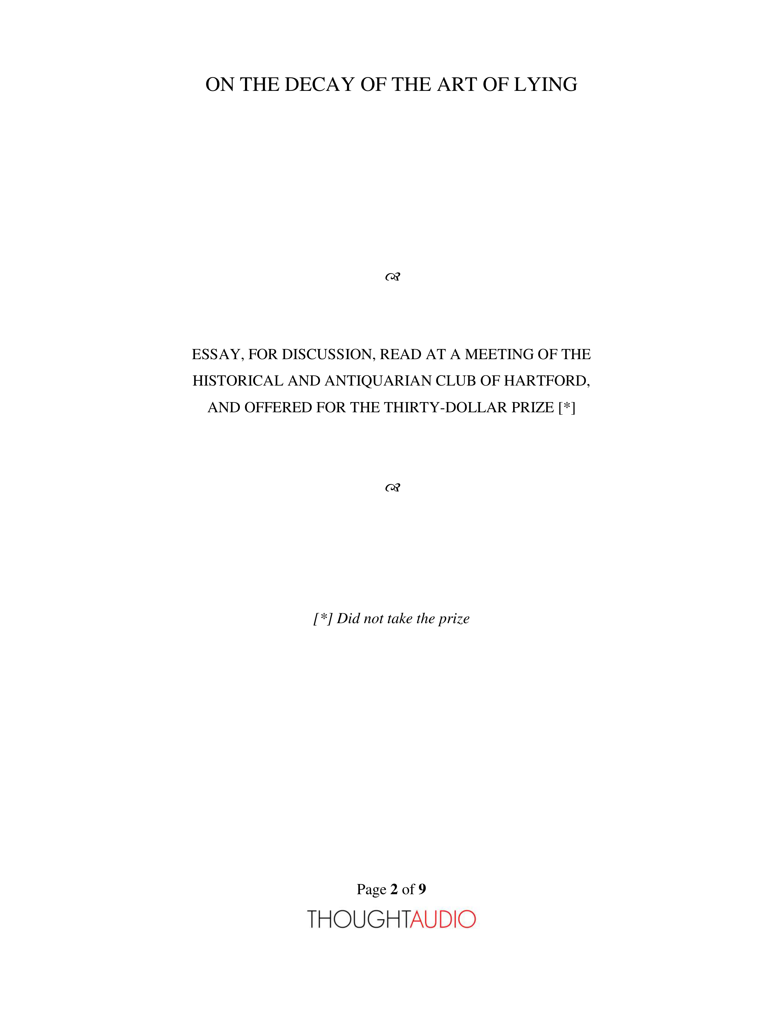 On the Decay of the Art of Lying Essay — page 2