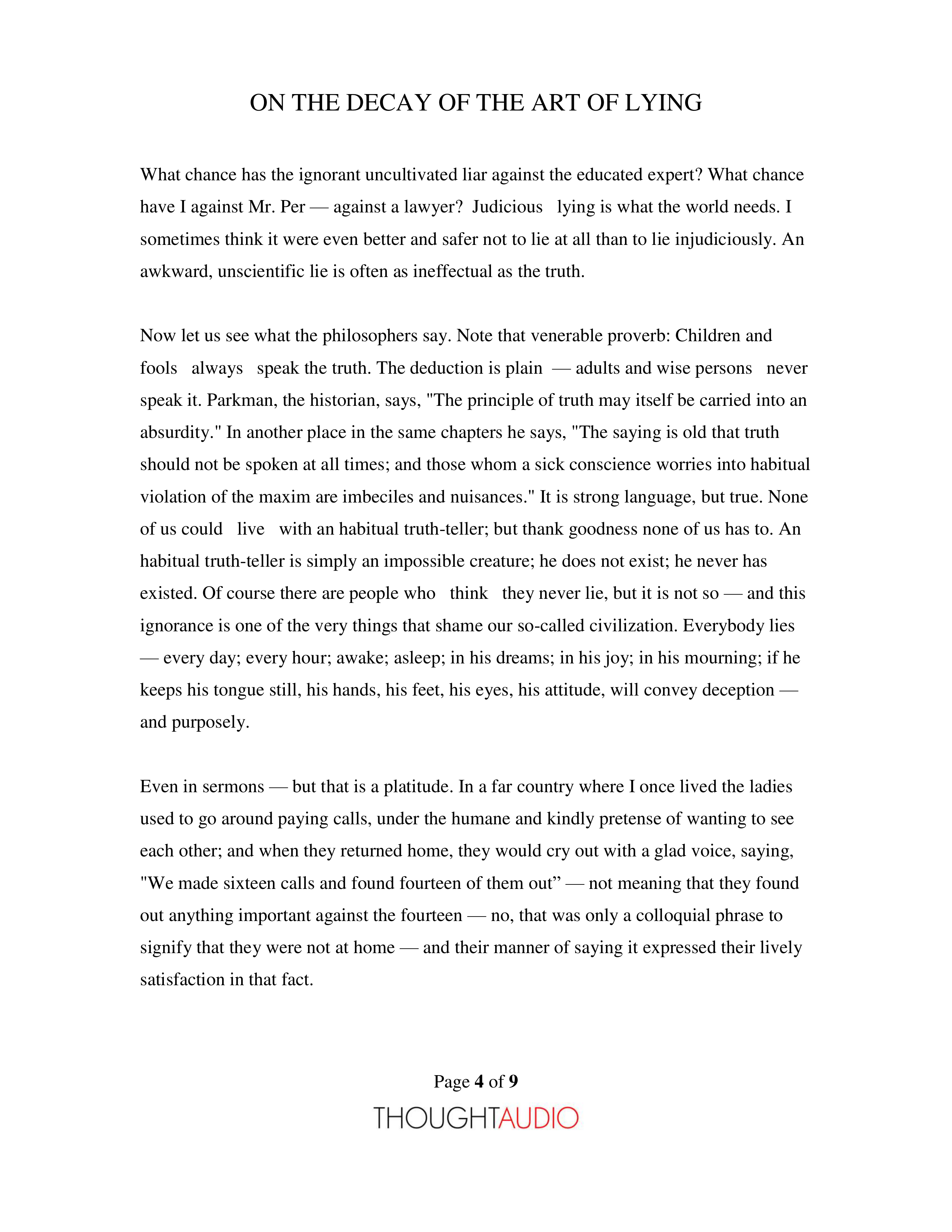 On the Decay of the Art of Lying Essay — page 4