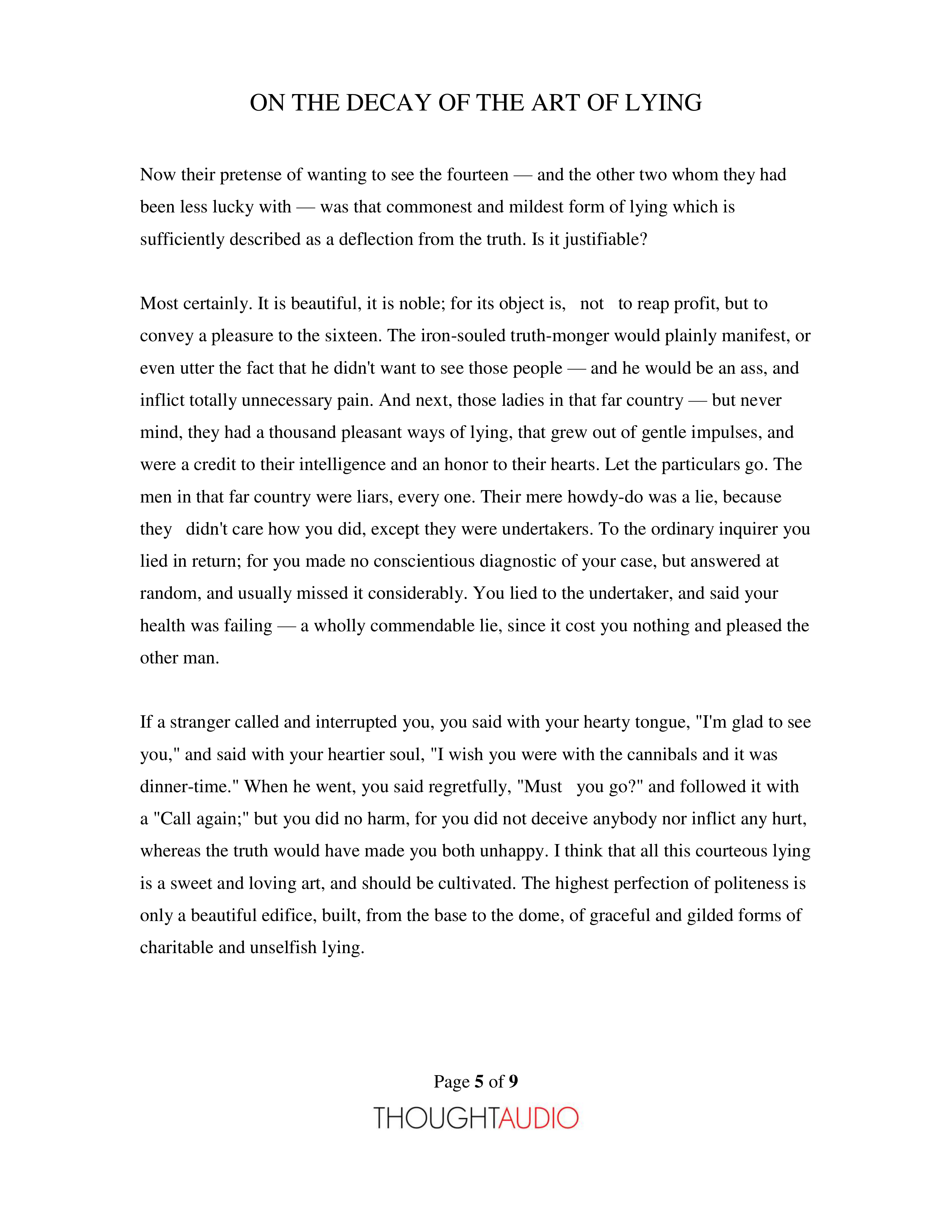 On the Decay of the Art of Lying Essay — page 5
