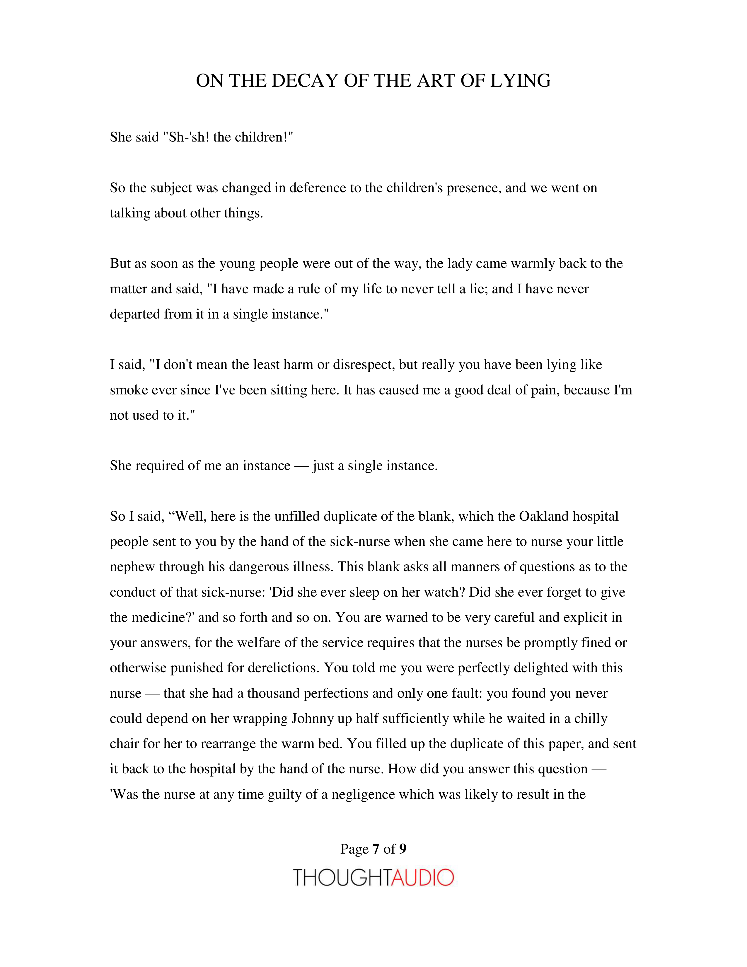 On the Decay of the Art of Lying Essay — page 7