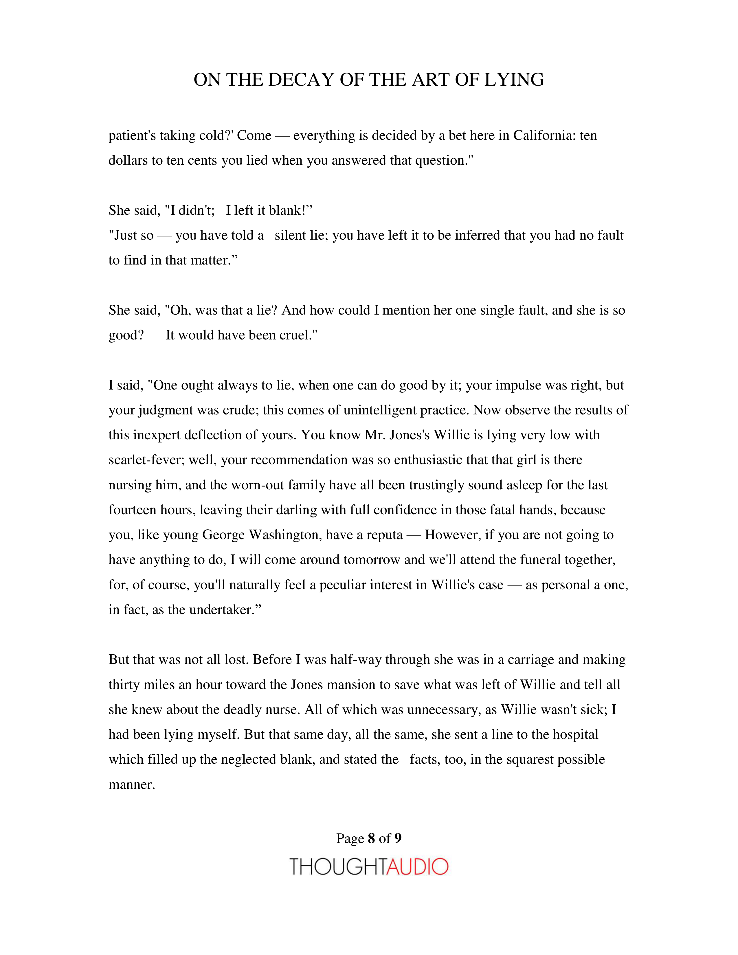 On the Decay of the Art of Lying Essay — page 8