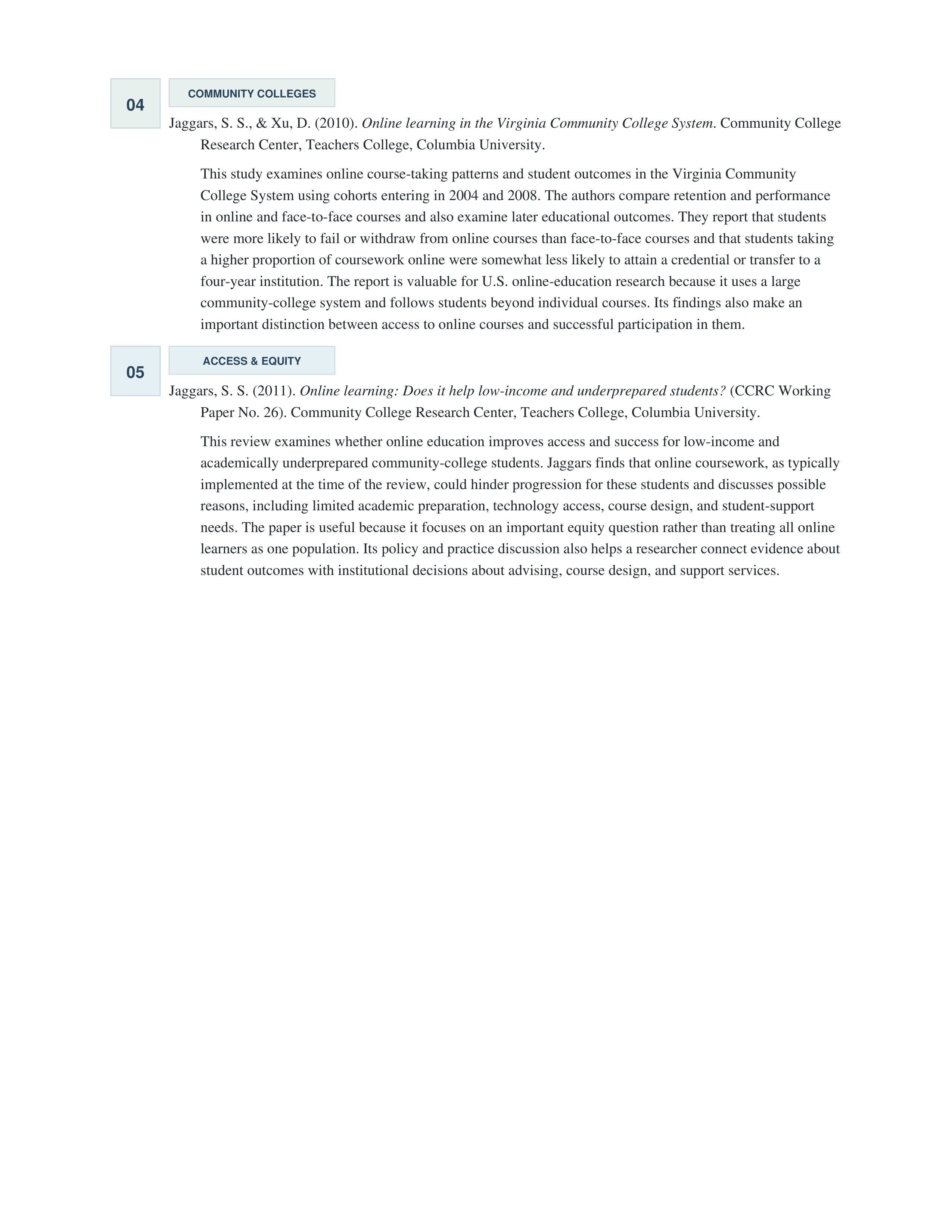 Online Education Annotated Bibliography — page 2