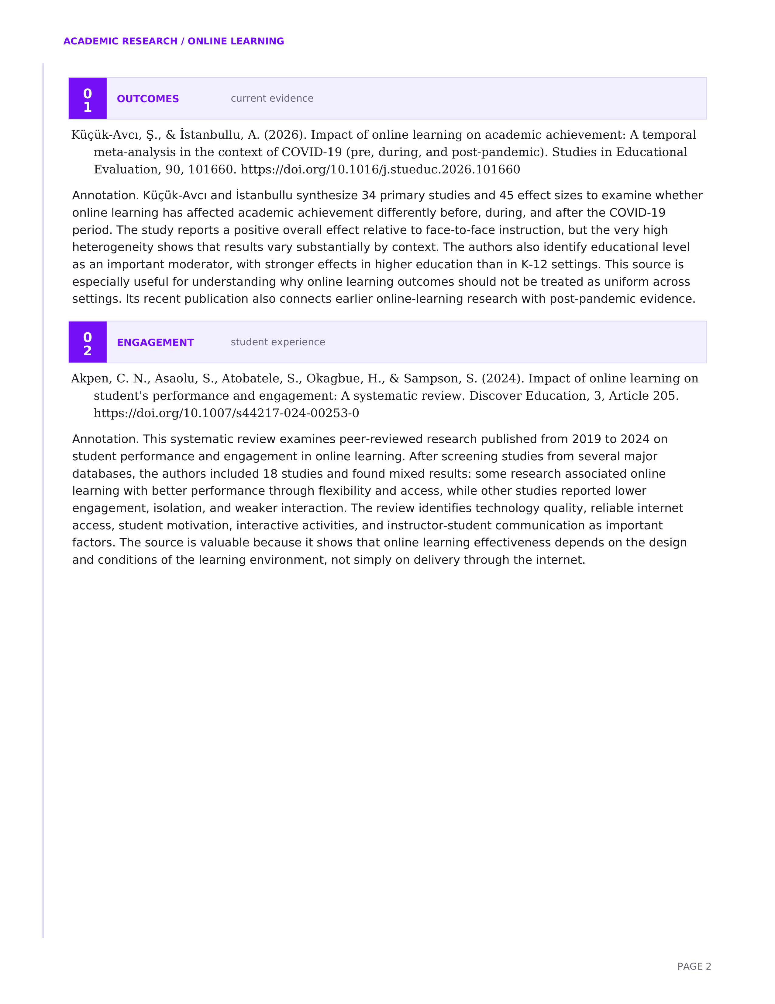 Online Learning Annotated Bibliography — page 2