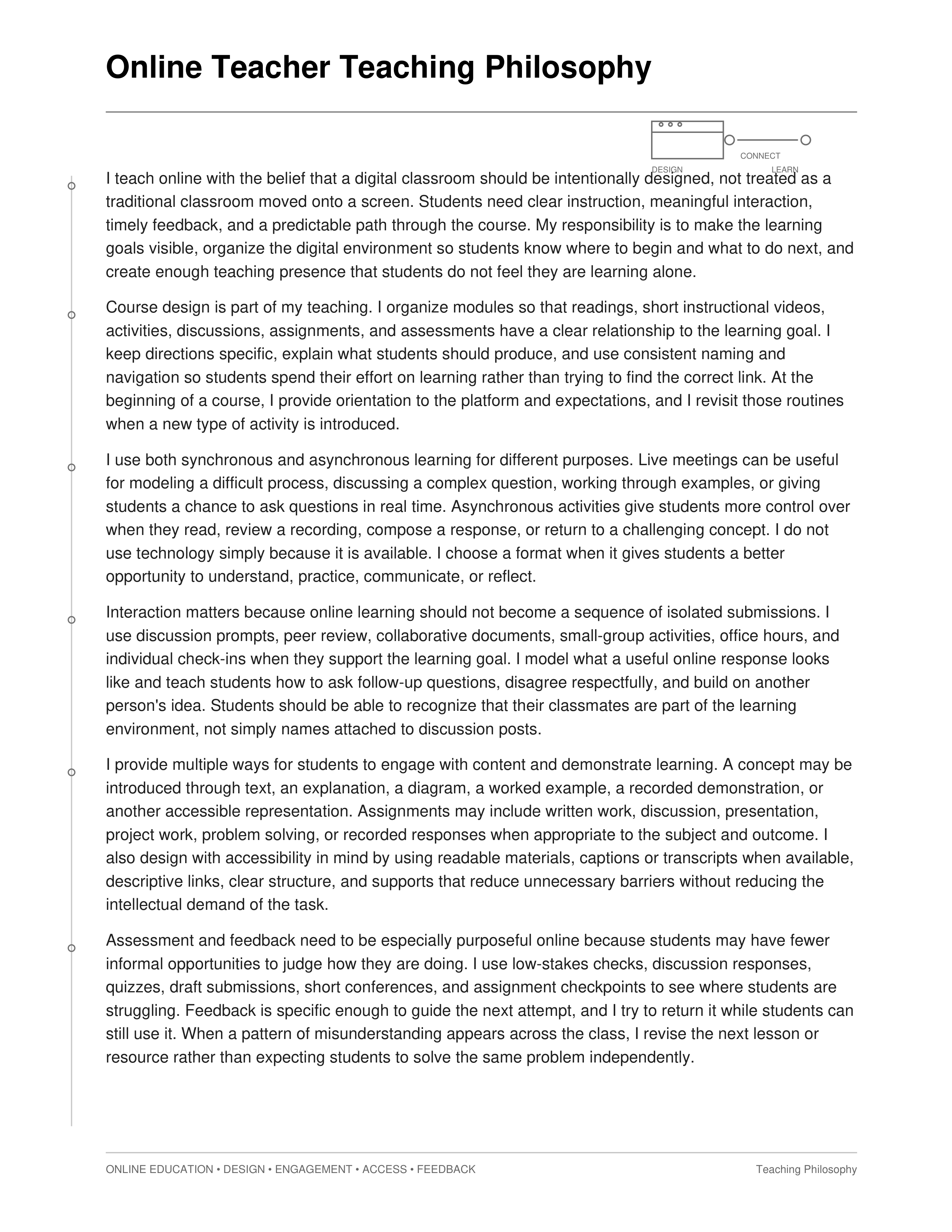 Online Teacher Teaching Philosophy — page 1