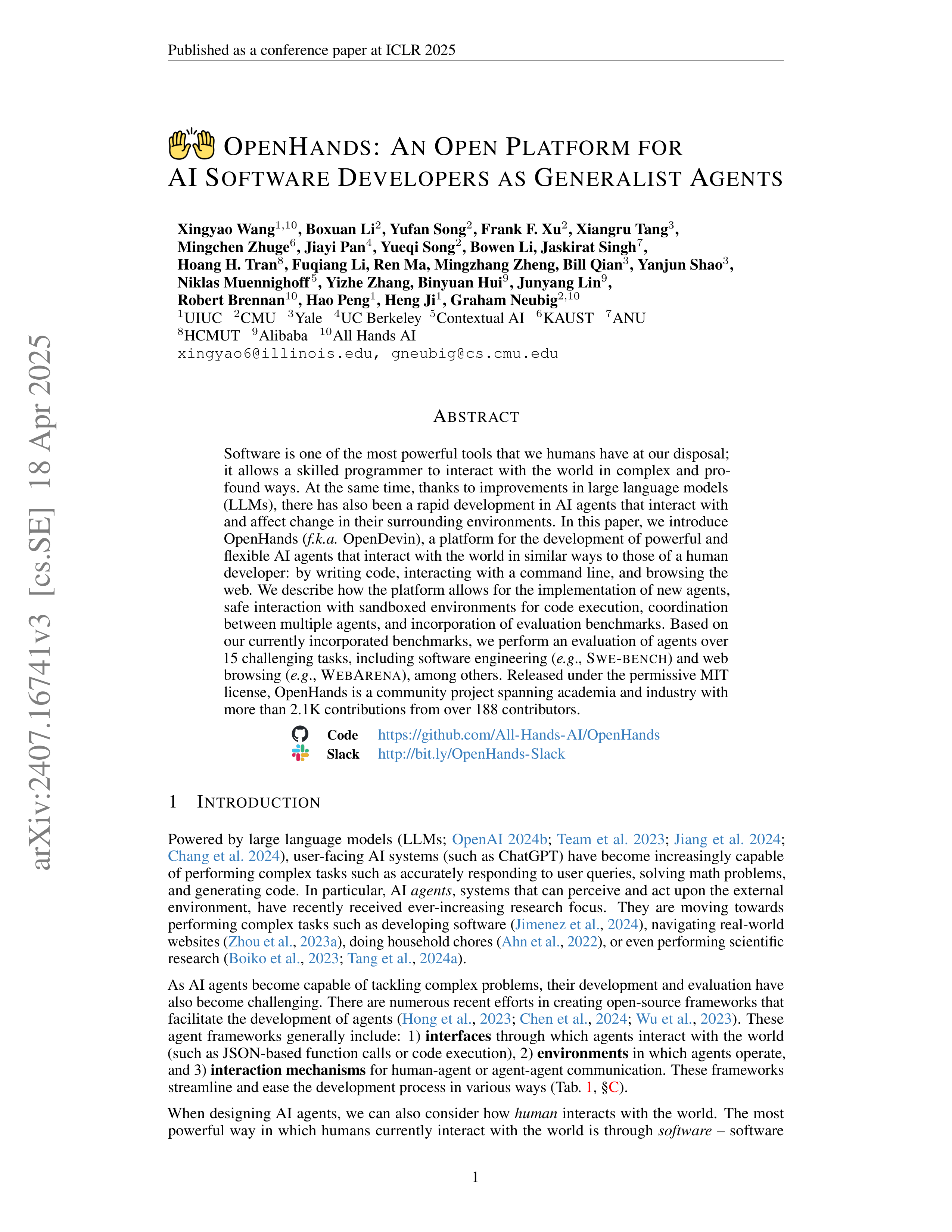 OpenHands AI Agent for Software Developers — page 1