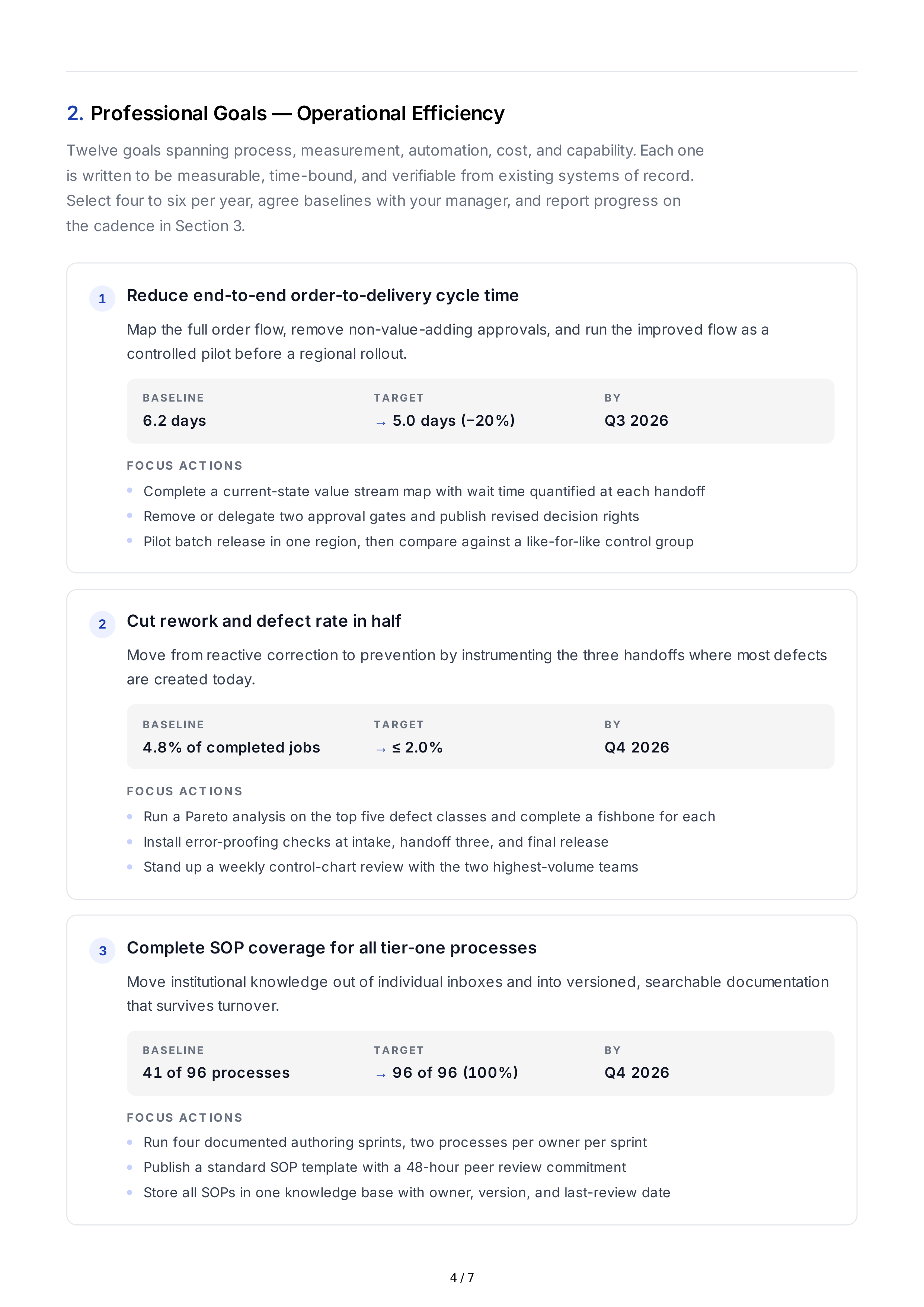 Operational Efficiency Professional Goals — page 4