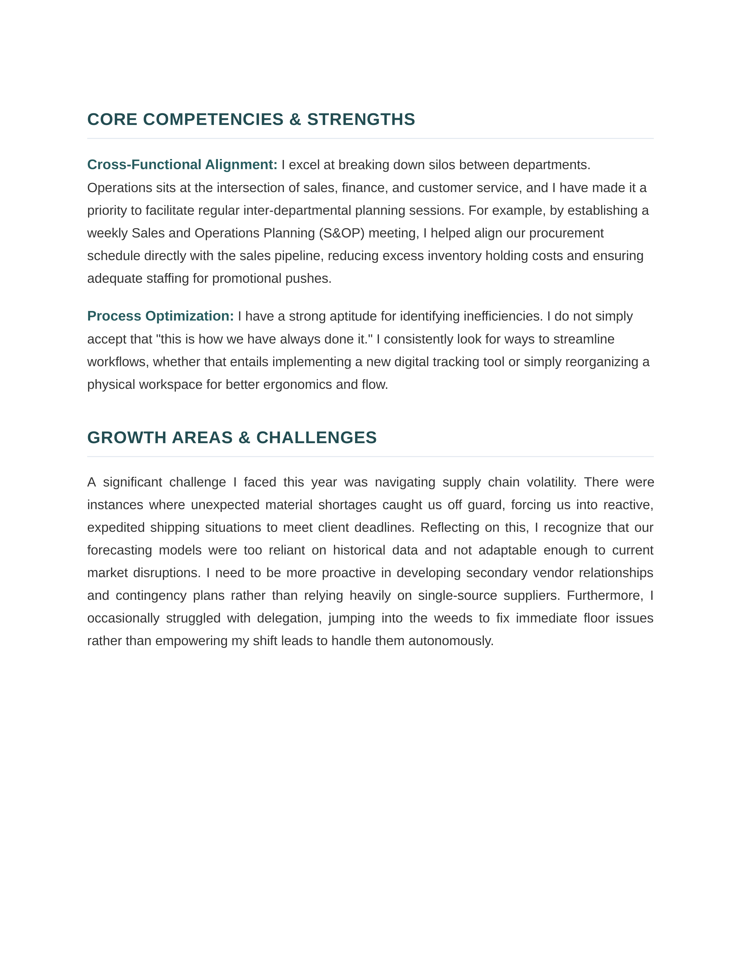 Operations Manager Self Performance Review — page 2