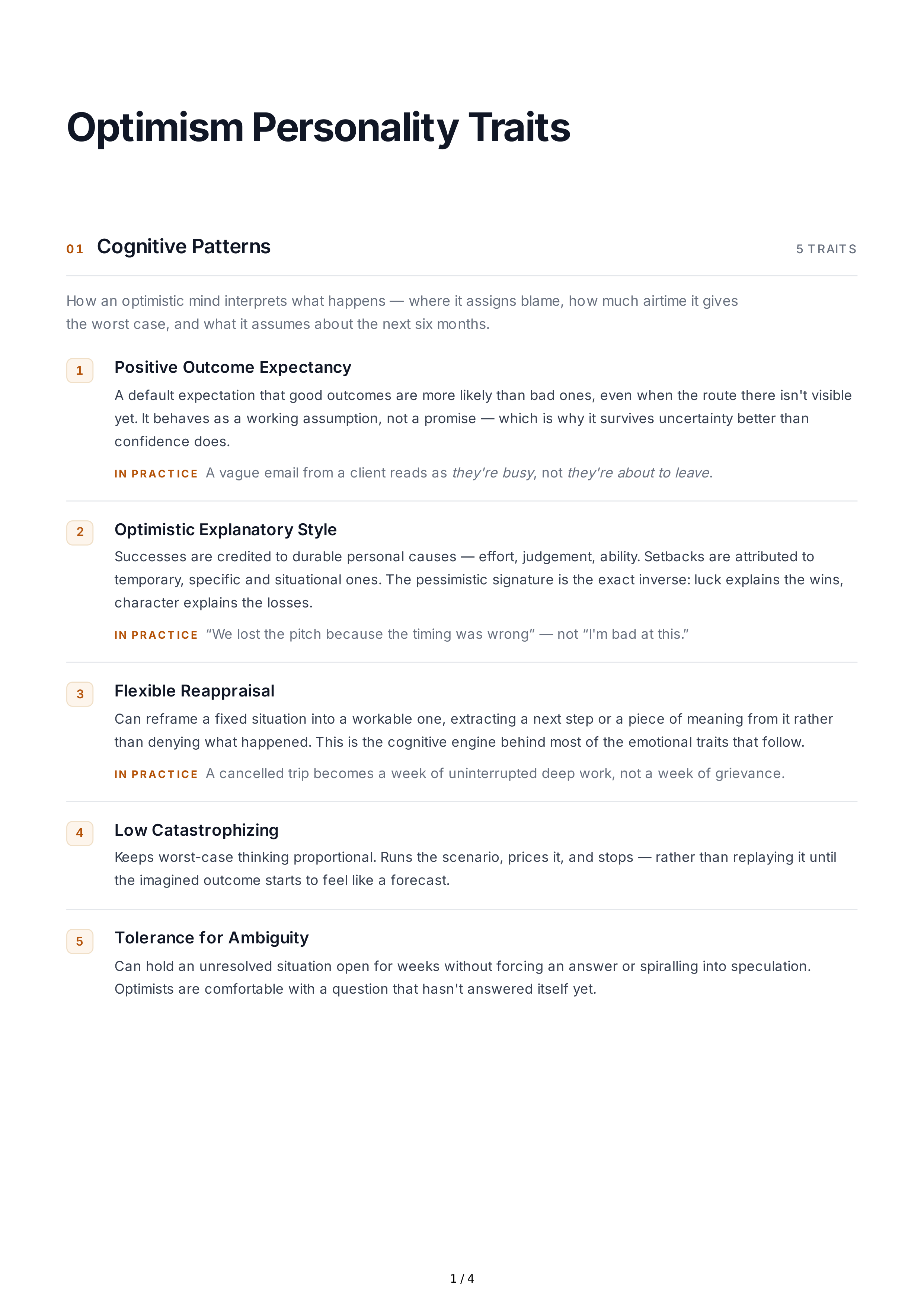 Optimism Personality Traits — page 1