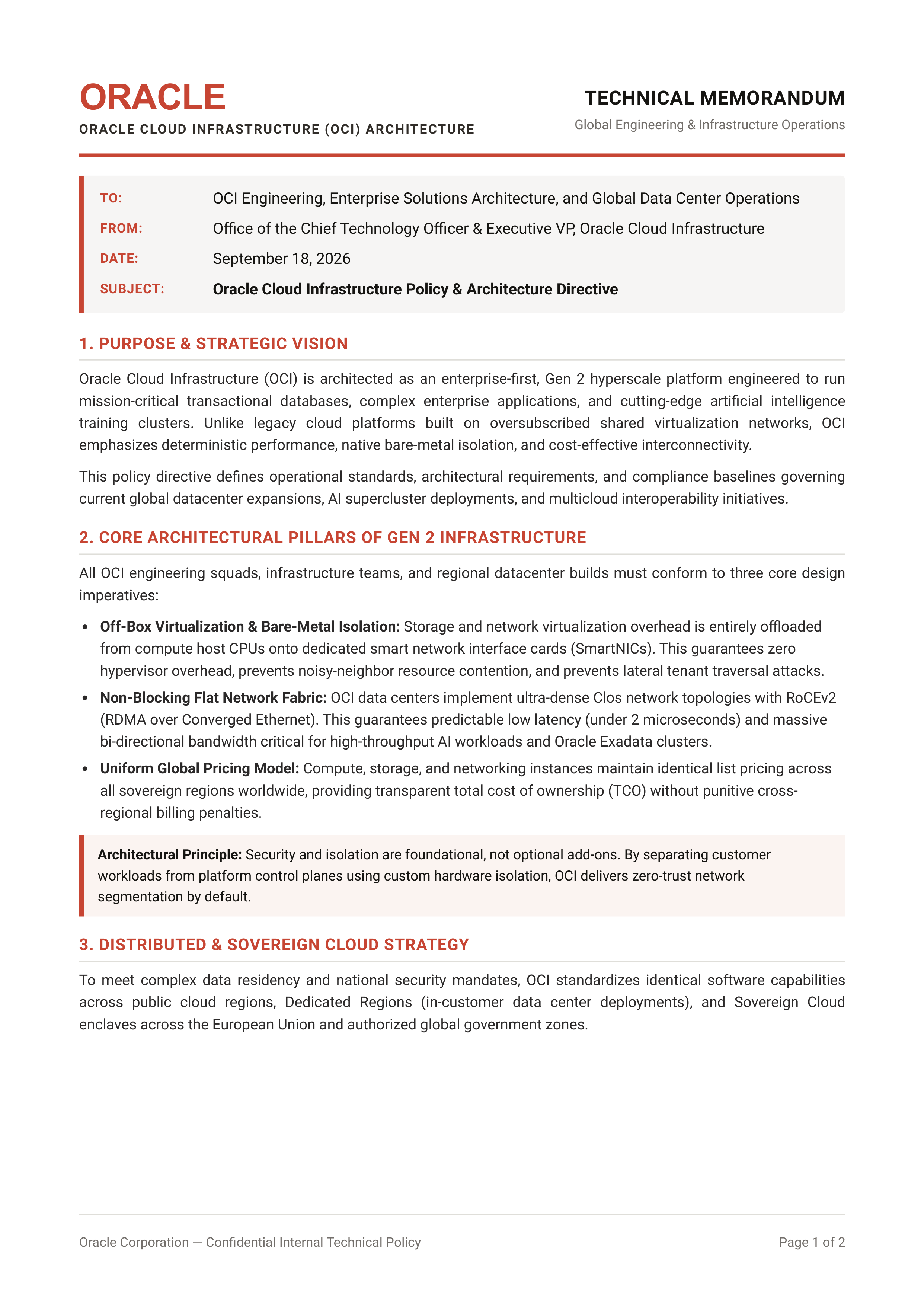 Oracle Cloud Infrastructure Memo — page 1