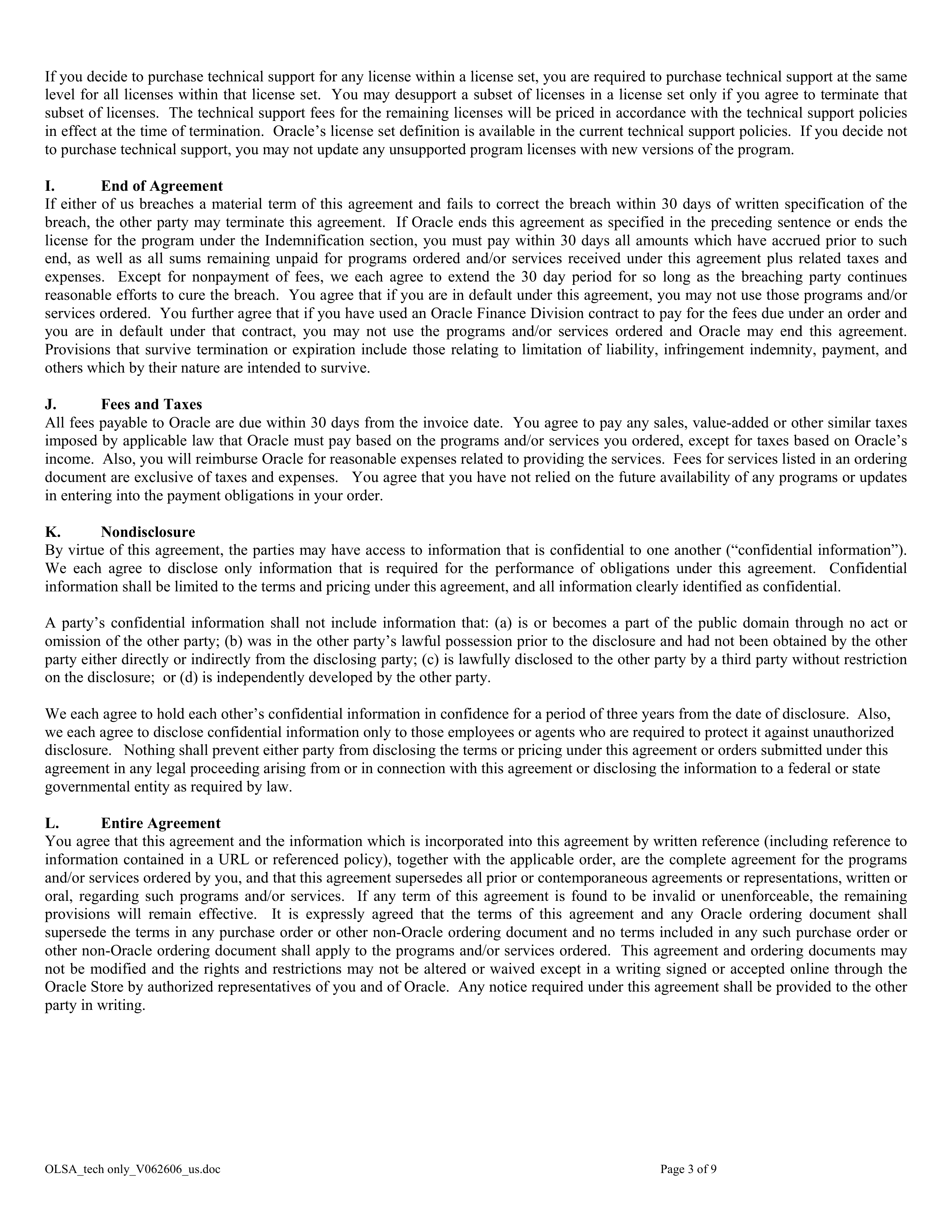 Oracle License and Services Agreement — page 3