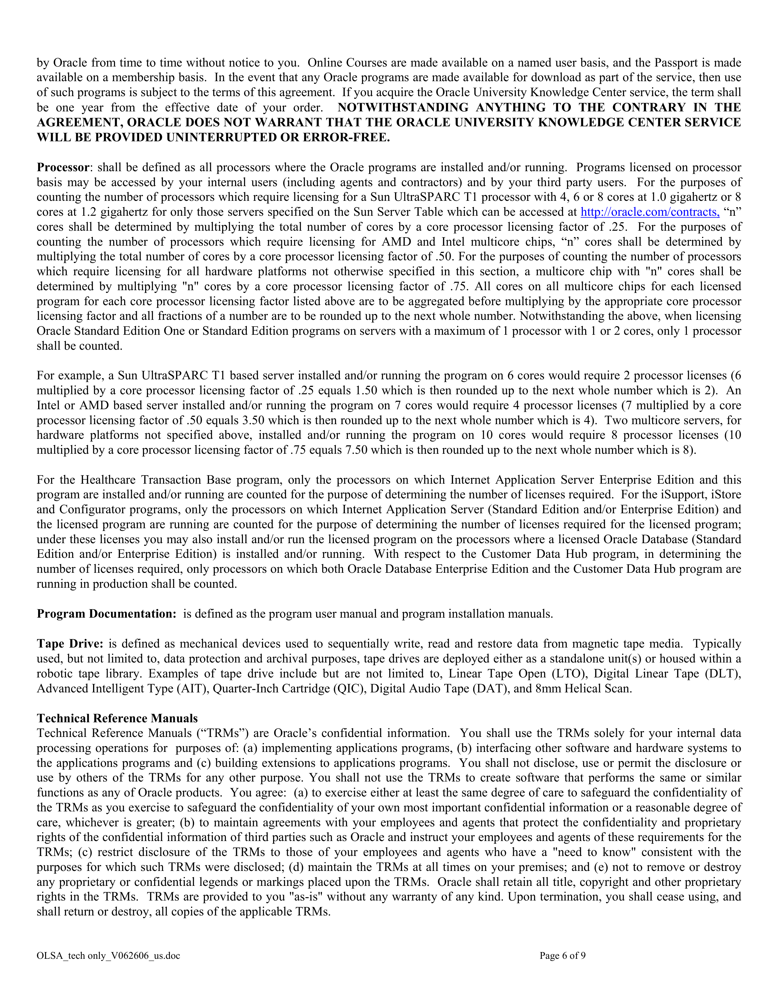 Oracle License and Services Agreement — page 6