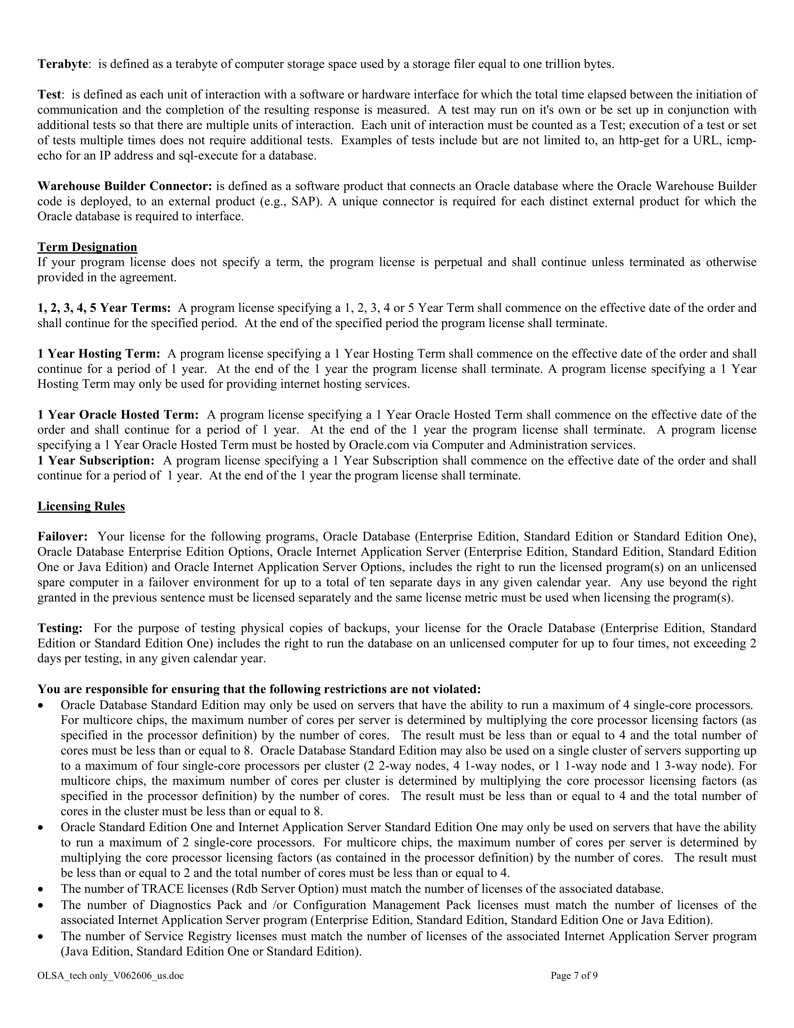 Oracle License and Services Agreement — page 7