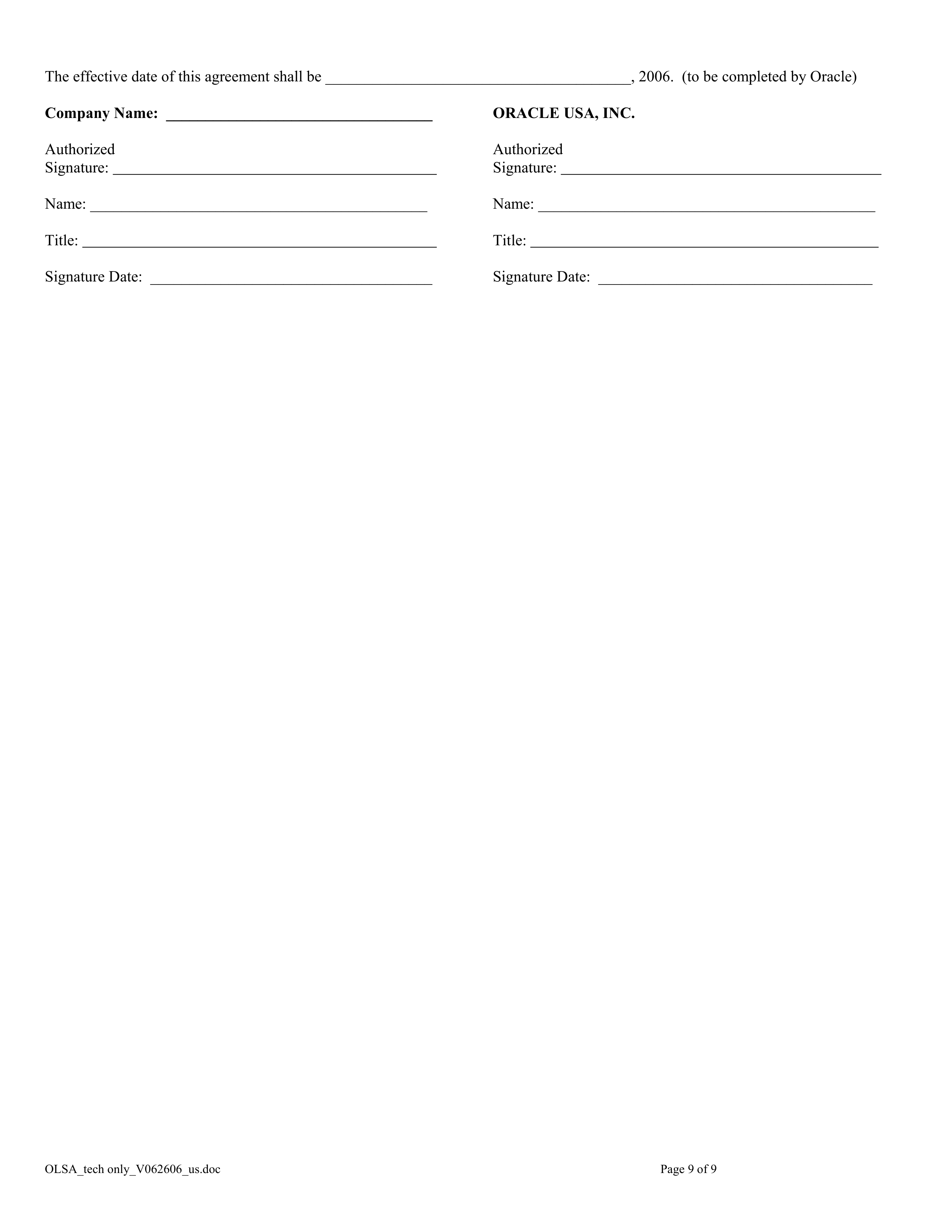 Oracle License and Services Agreement — page 9