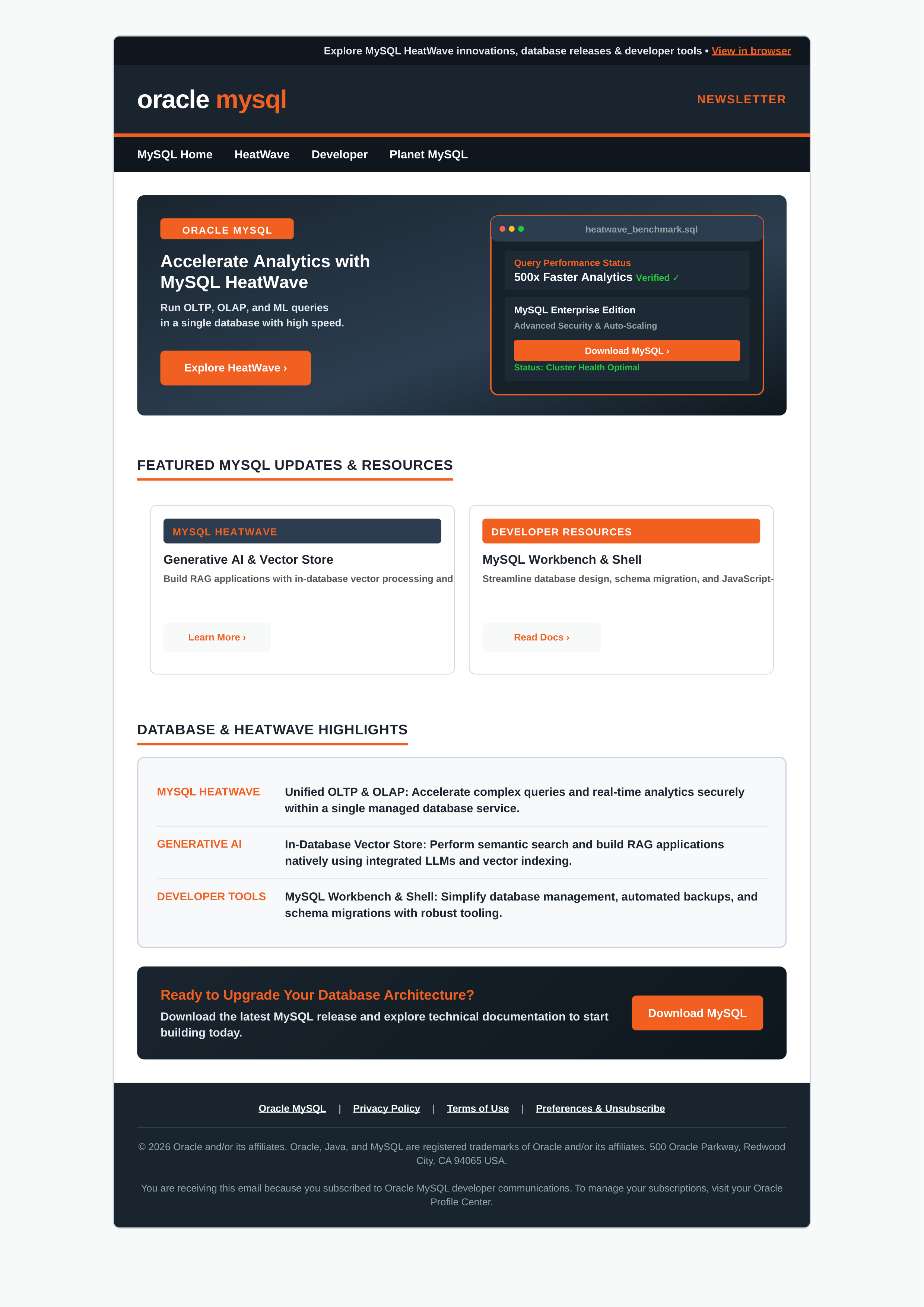 Oracle MySQL Email Newsletter — page 1