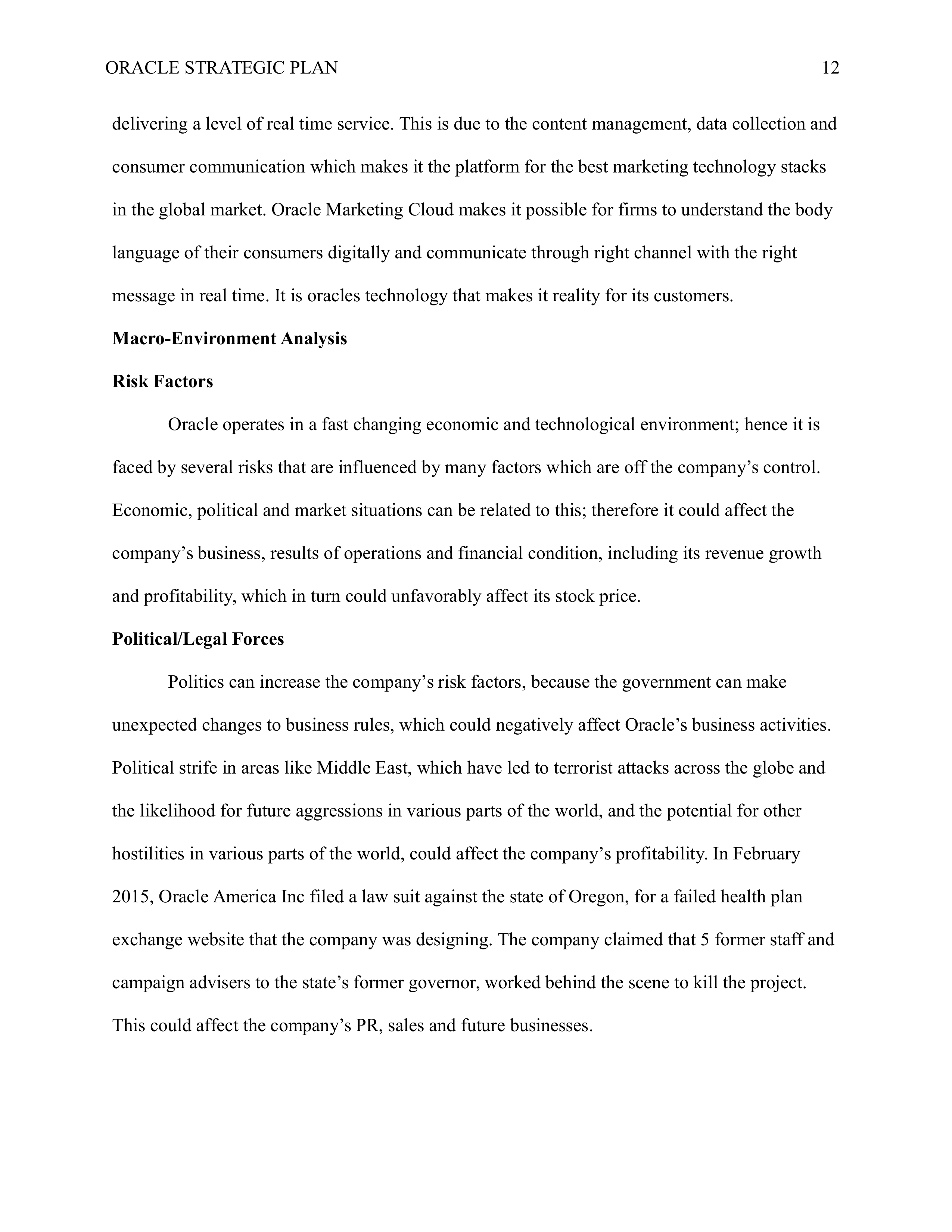 Oracle Business Plan  — page 12