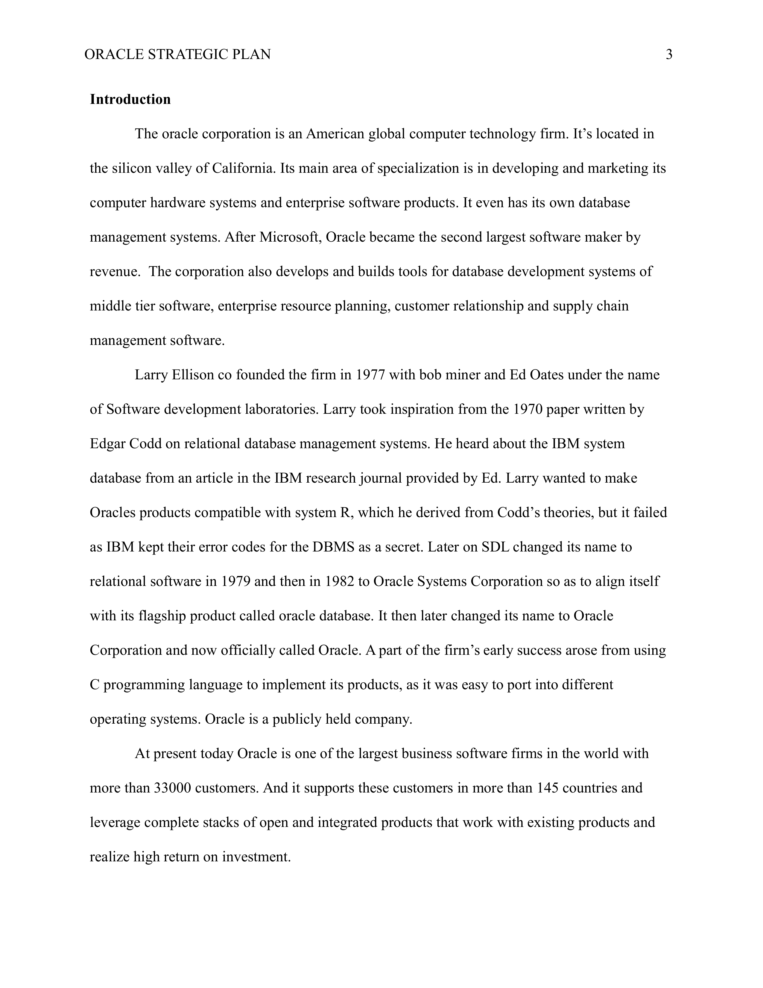 Oracle Business Plan  — page 3