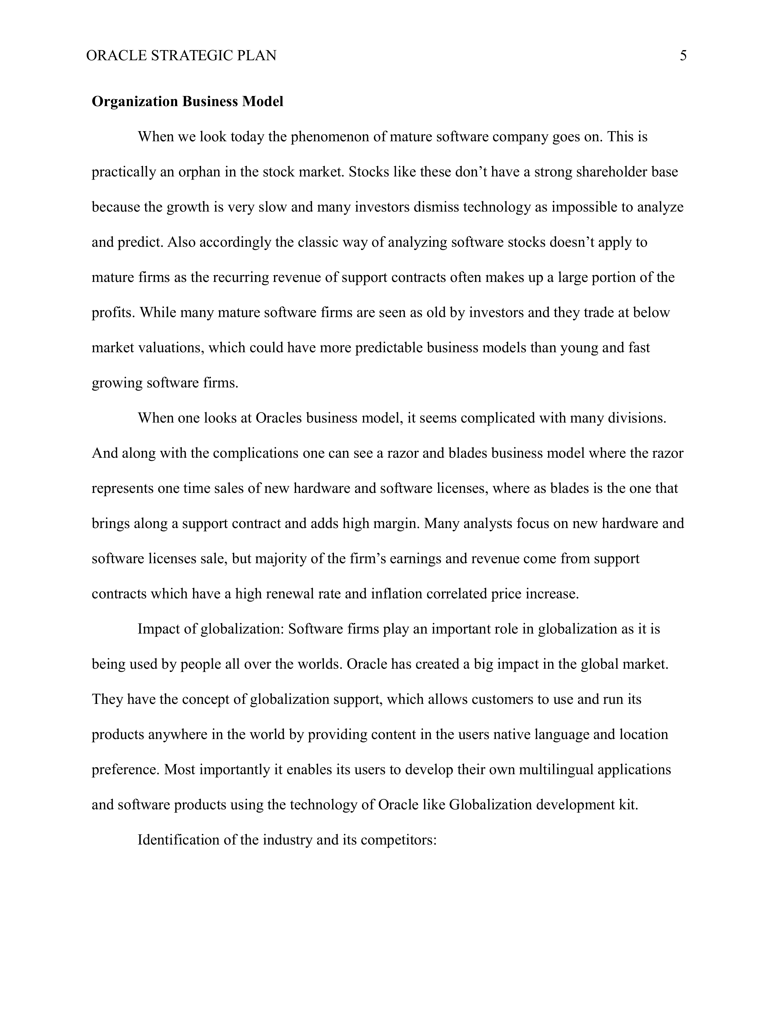 Oracle Business Plan  — page 5