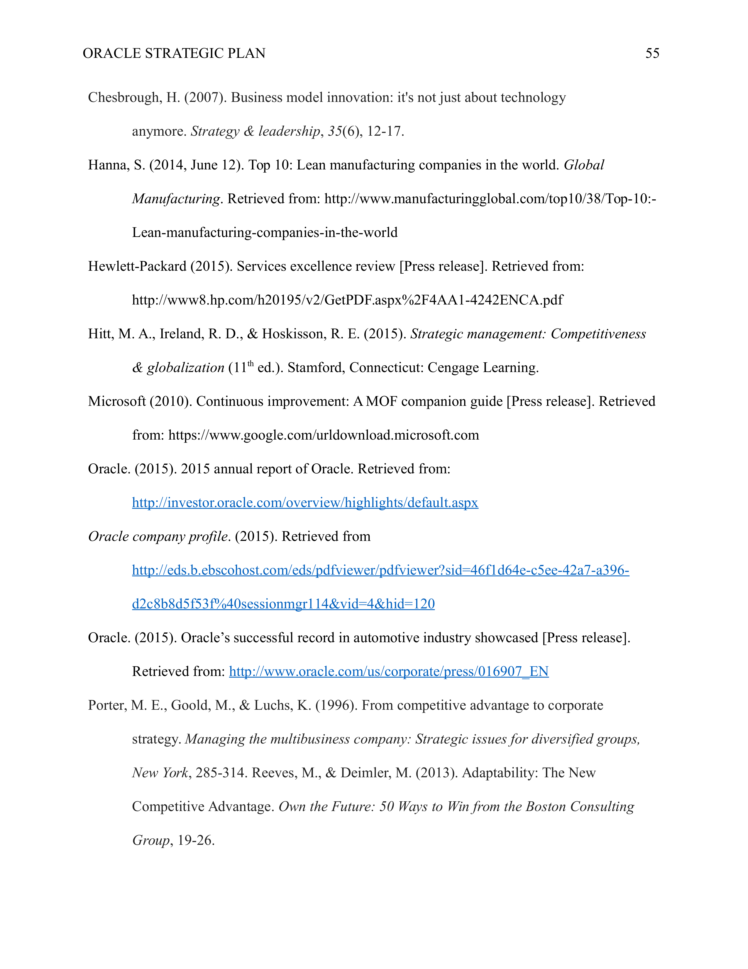 Oracle Business Plan  — page 55