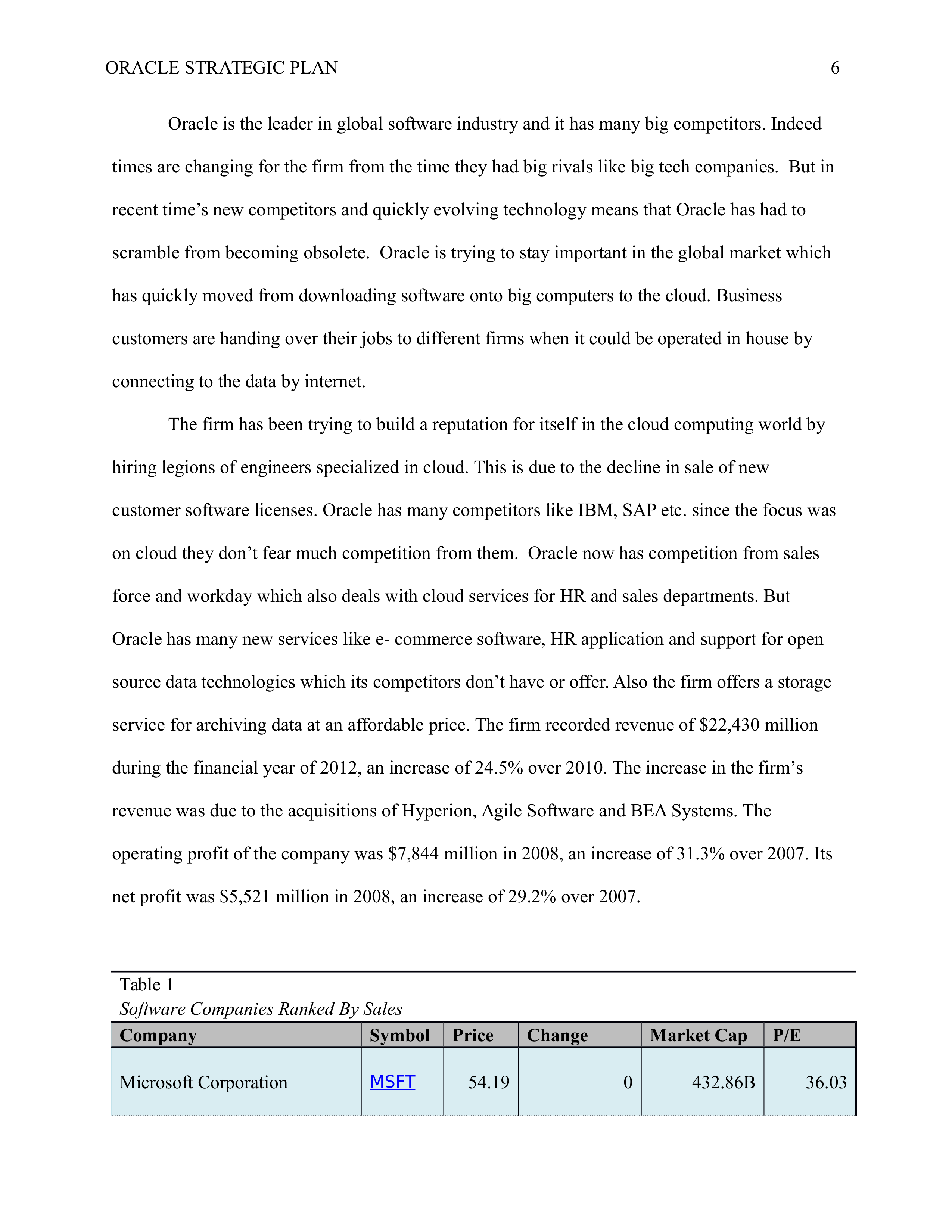 Oracle Business Plan  — page 6