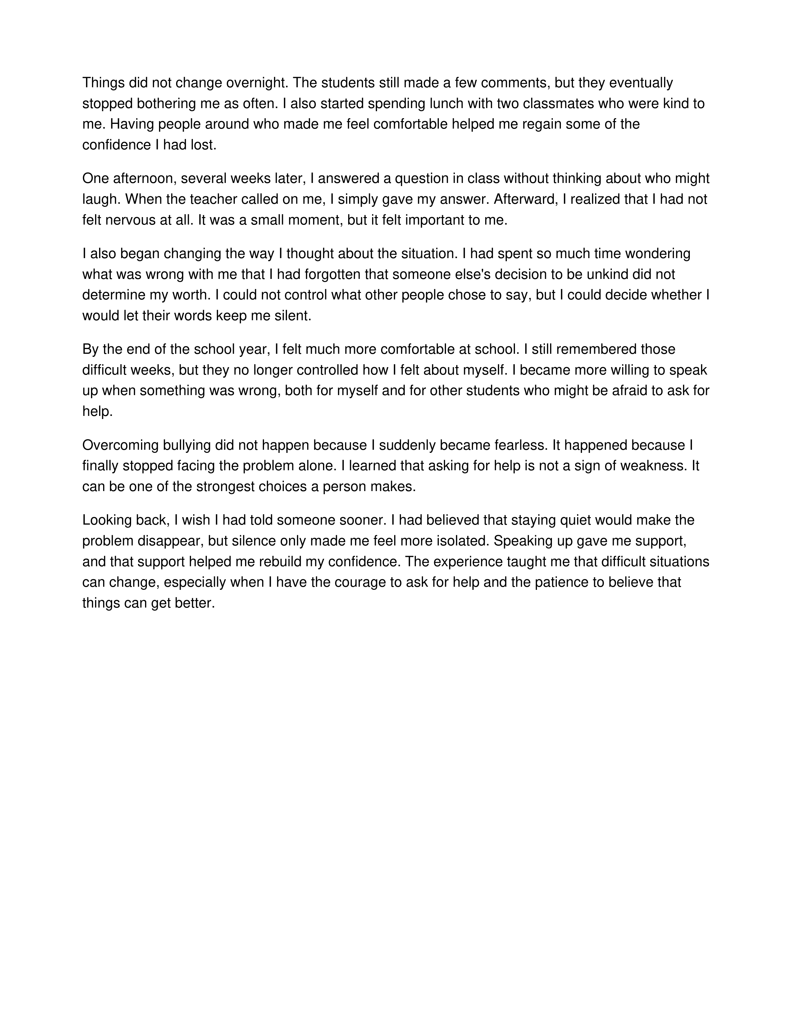 Overcoming Bullying Personal Narrative — page 2