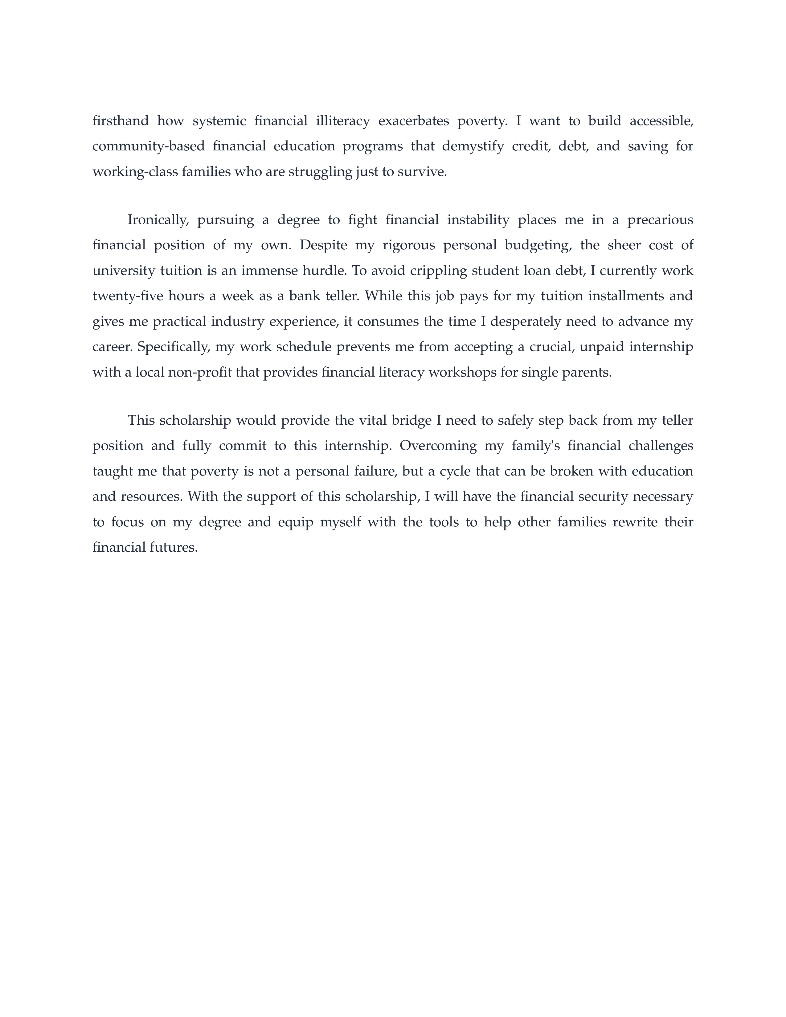 Overcoming Financial Challenges Scholarship Essay — page 2