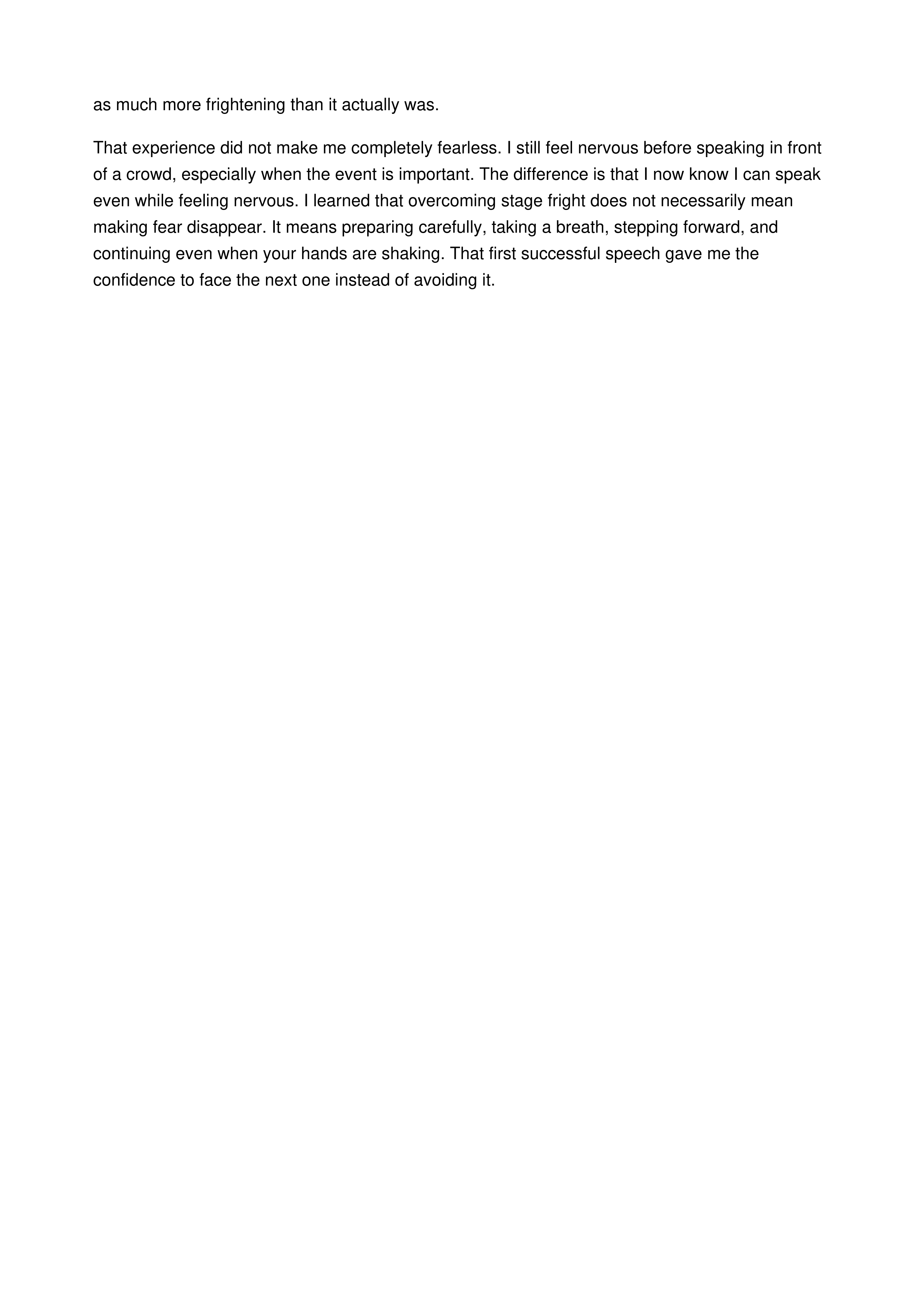 Overcoming Stage Fright Personal Narrative — page 2