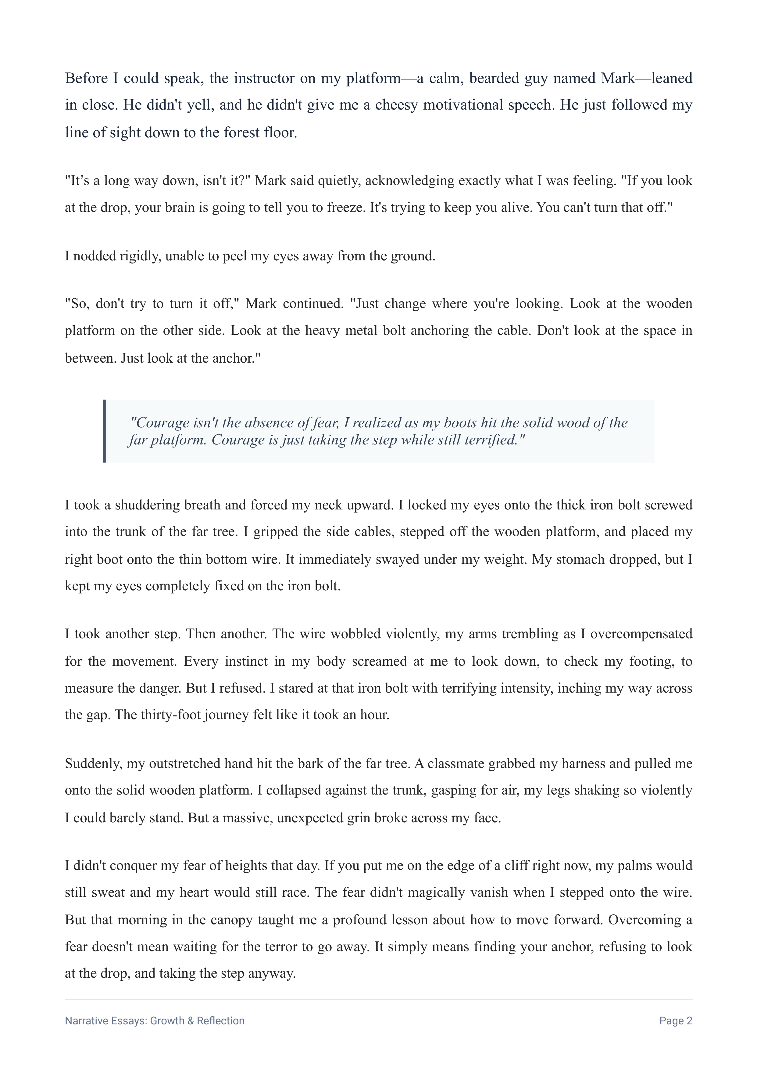 Overcoming a Fear Narrative Essay — page 2