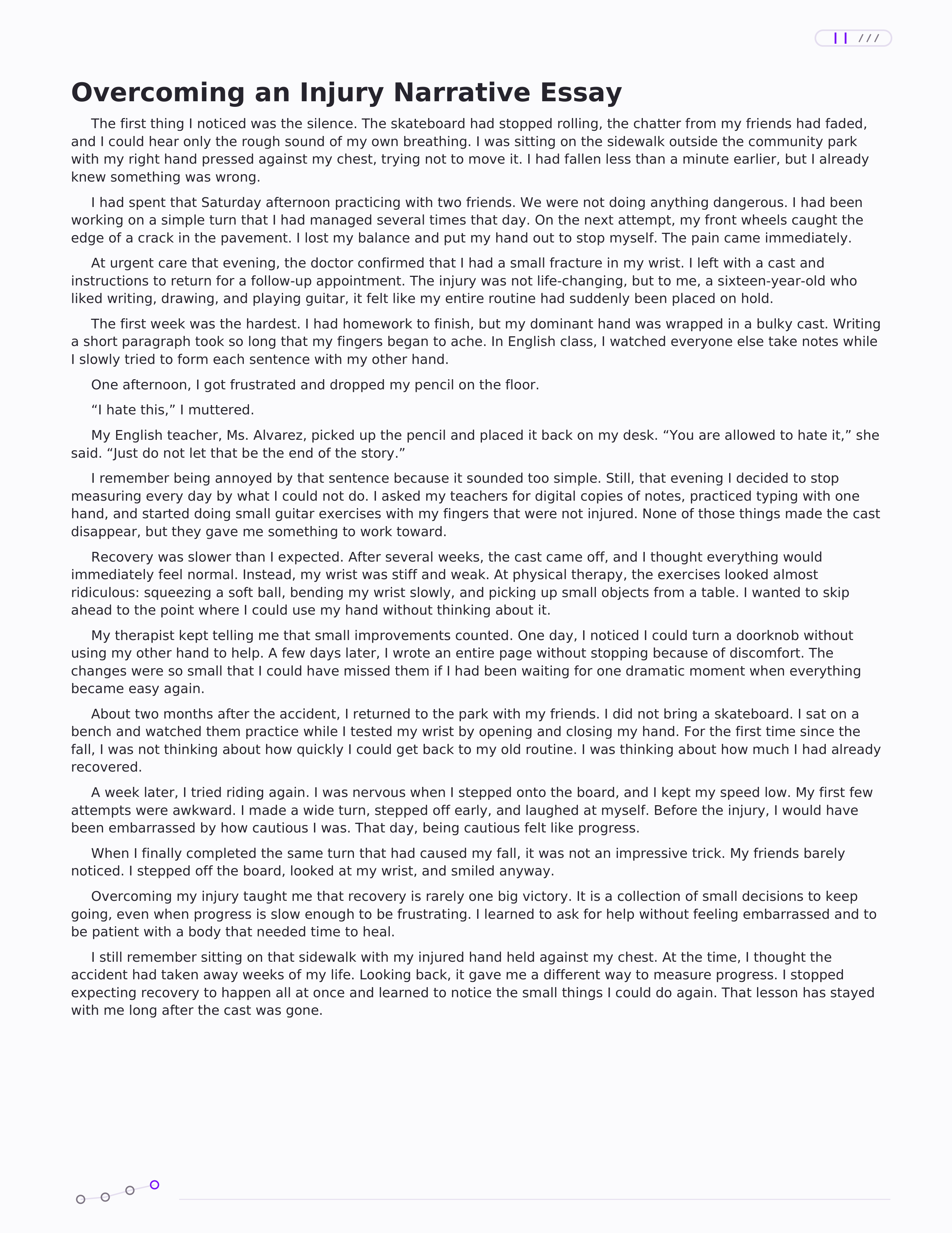 Overcoming an Injury Narrative Essay — page 1