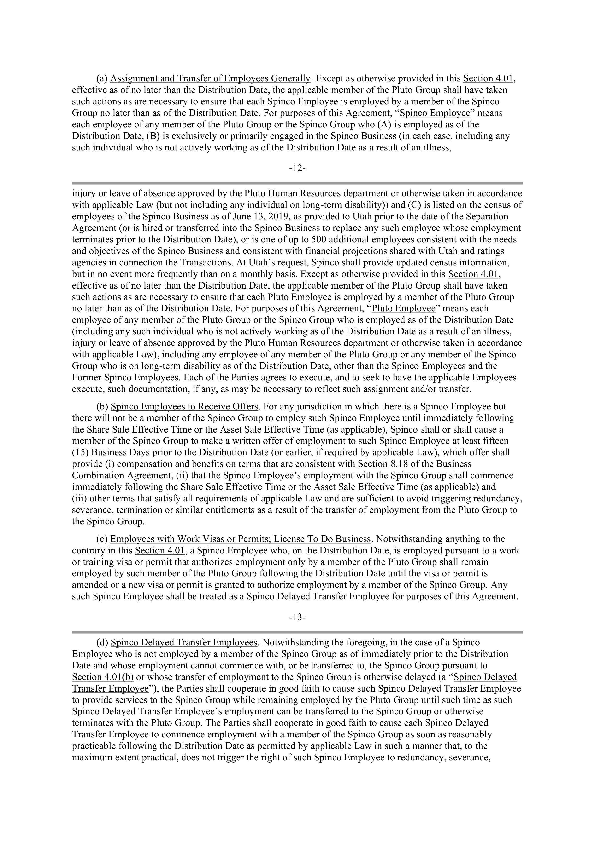 Pfizer Employee Matters Agreement — page 10