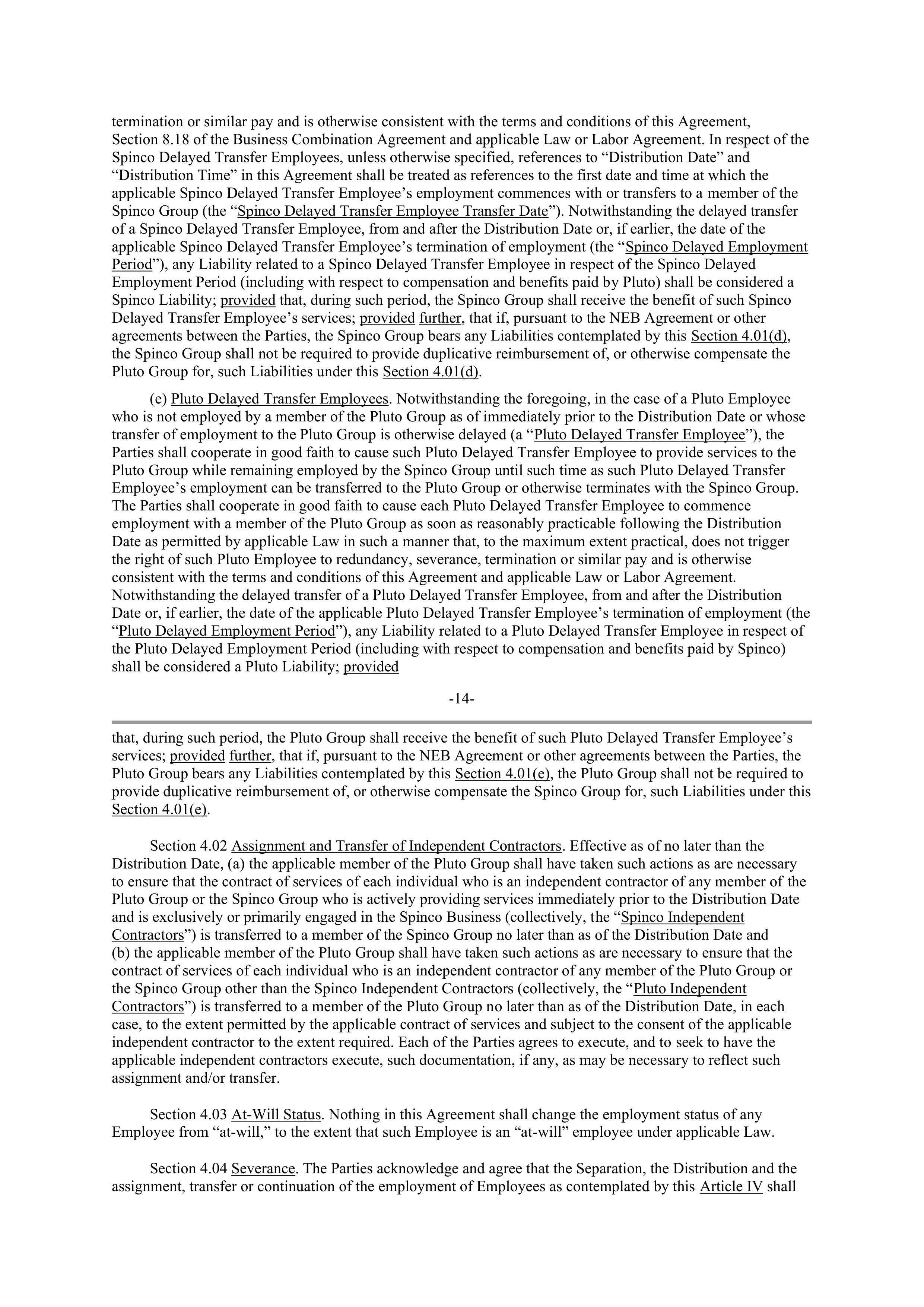 Pfizer Employee Matters Agreement — page 11
