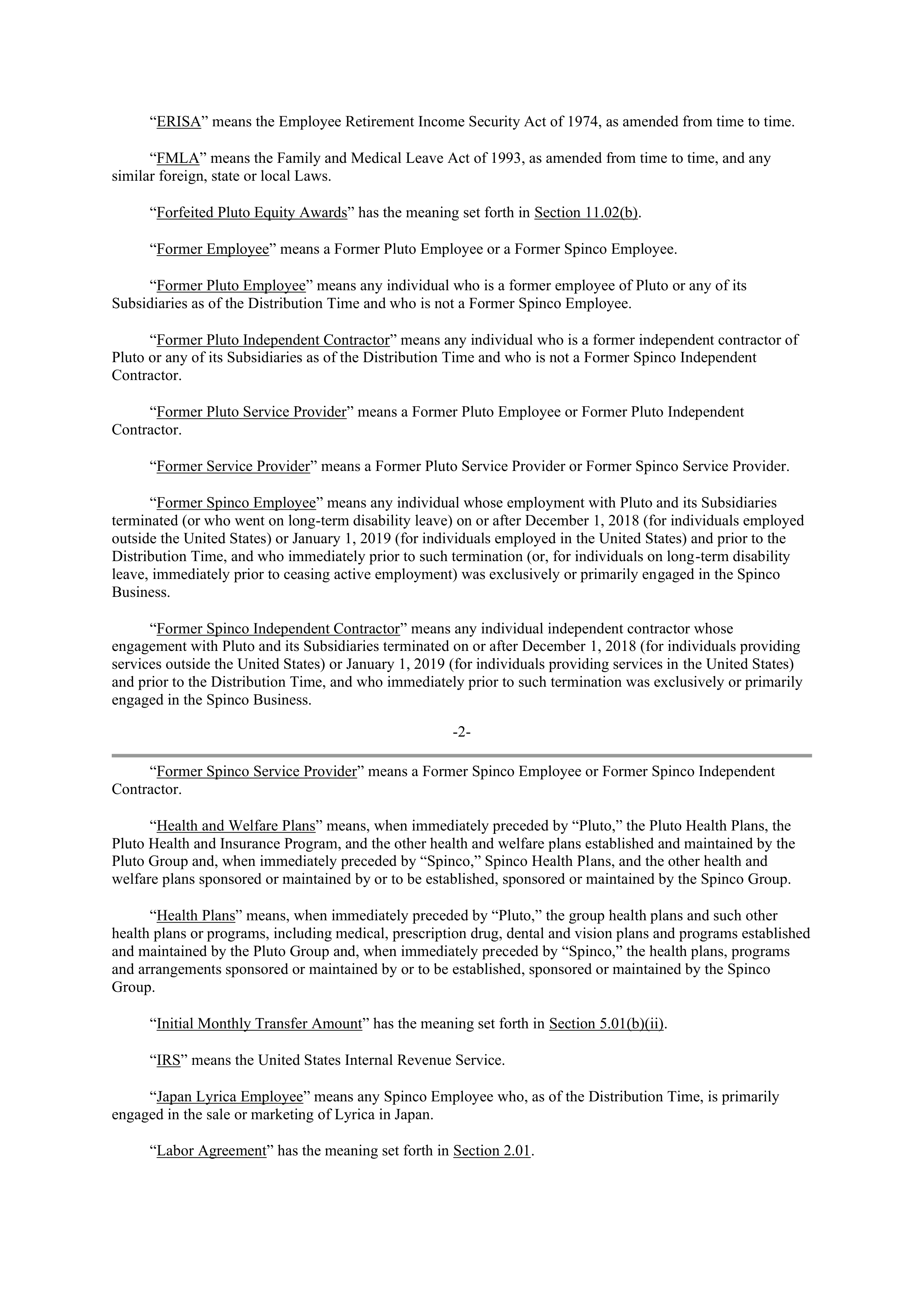 Pfizer Employee Matters Agreement — page 2