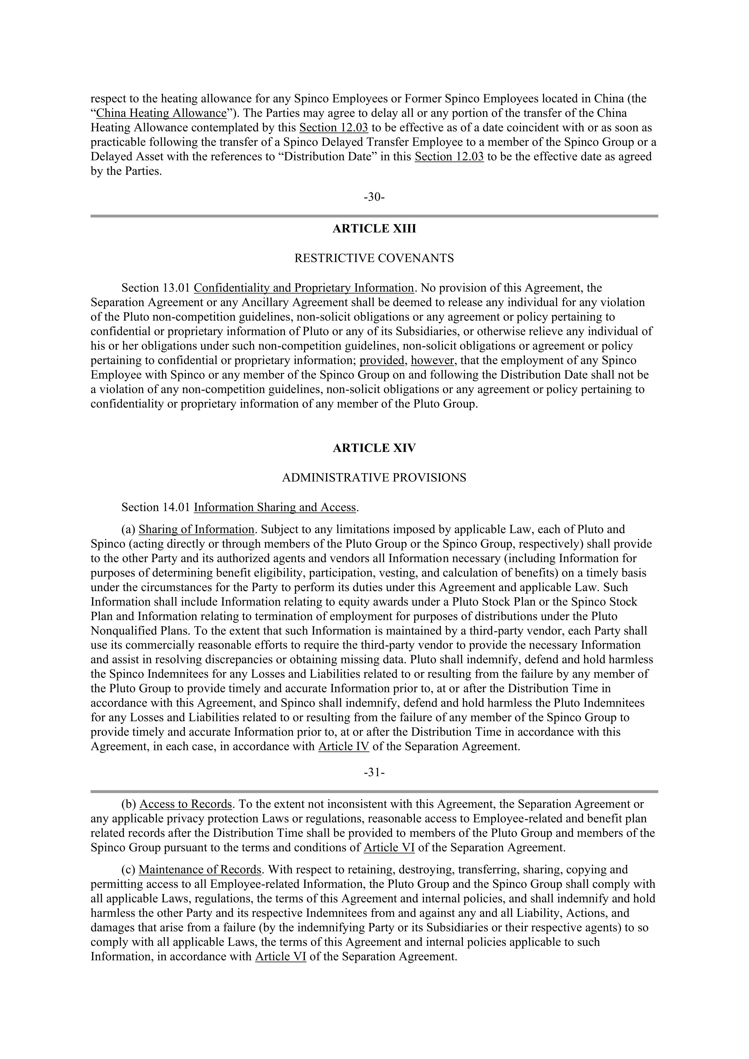 Pfizer Employee Matters Agreement — page 23