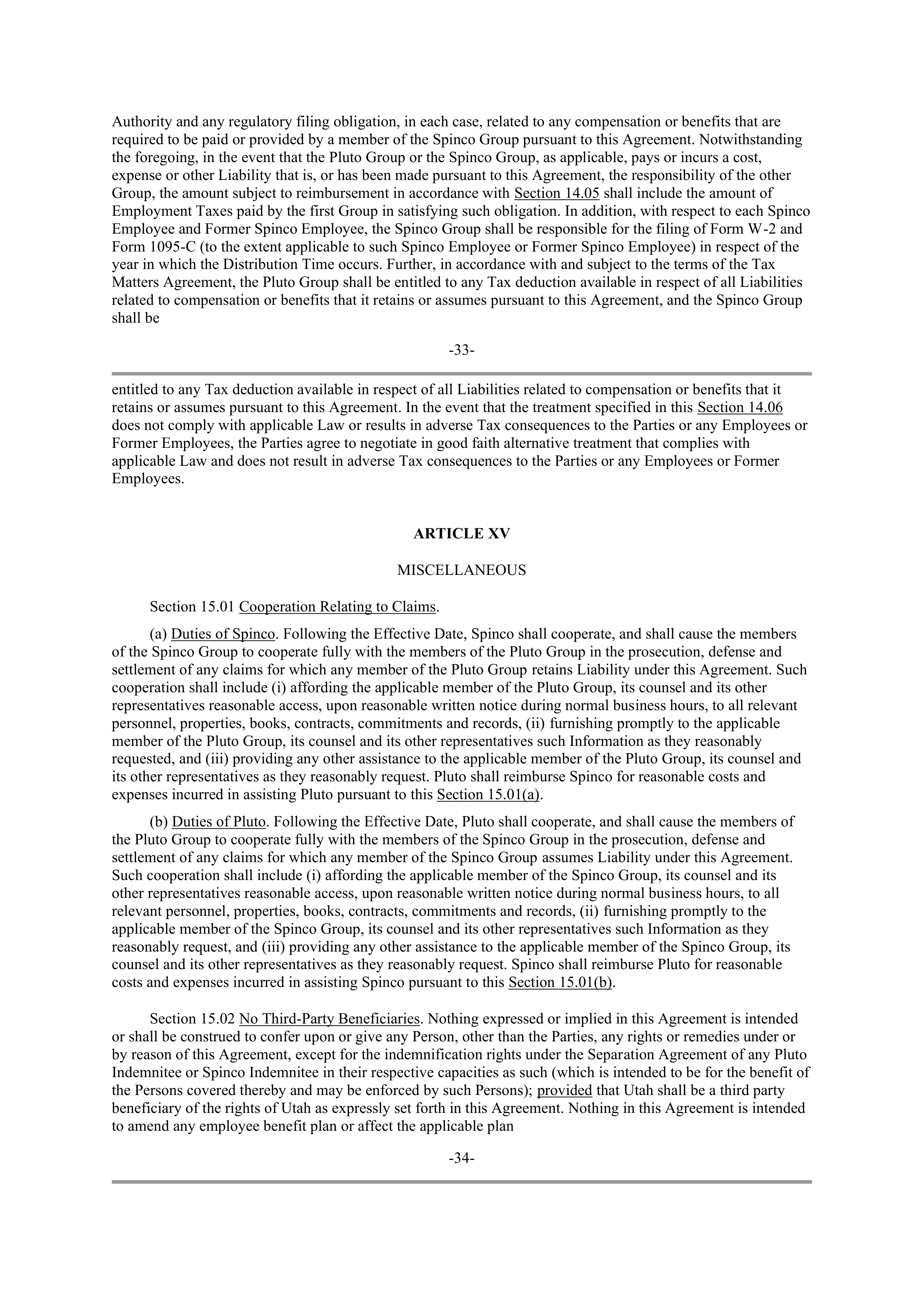 Pfizer Employee Matters Agreement — page 25