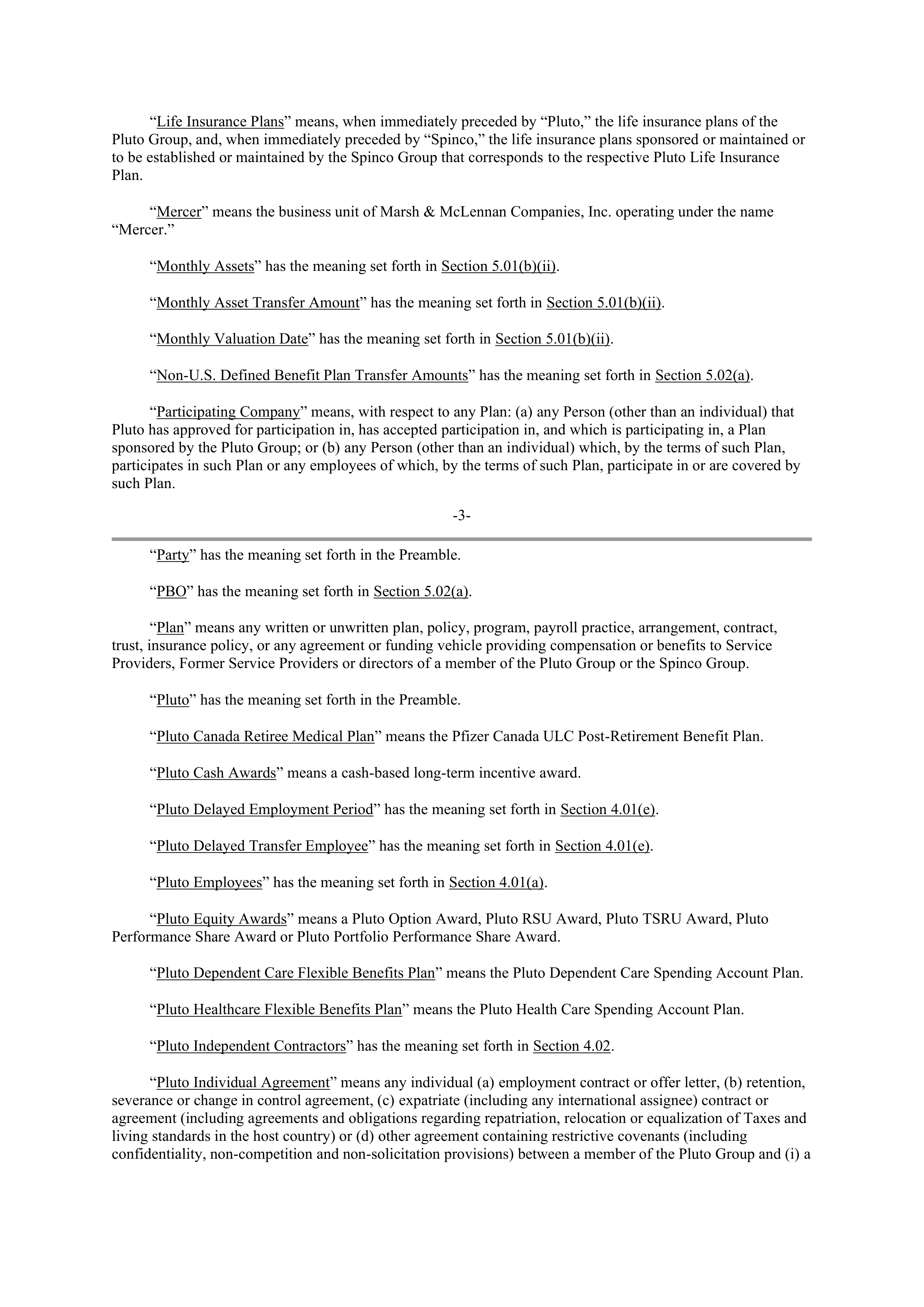 Pfizer Employee Matters Agreement — page 3