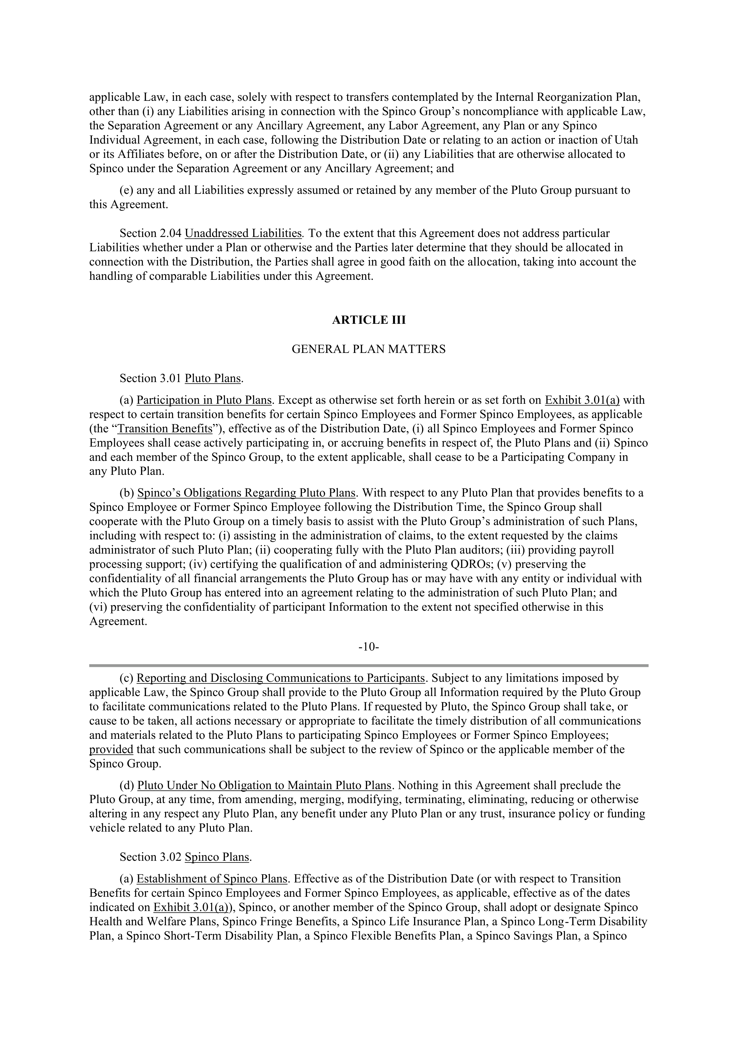 Pfizer Employee Matters Agreement — page 8
