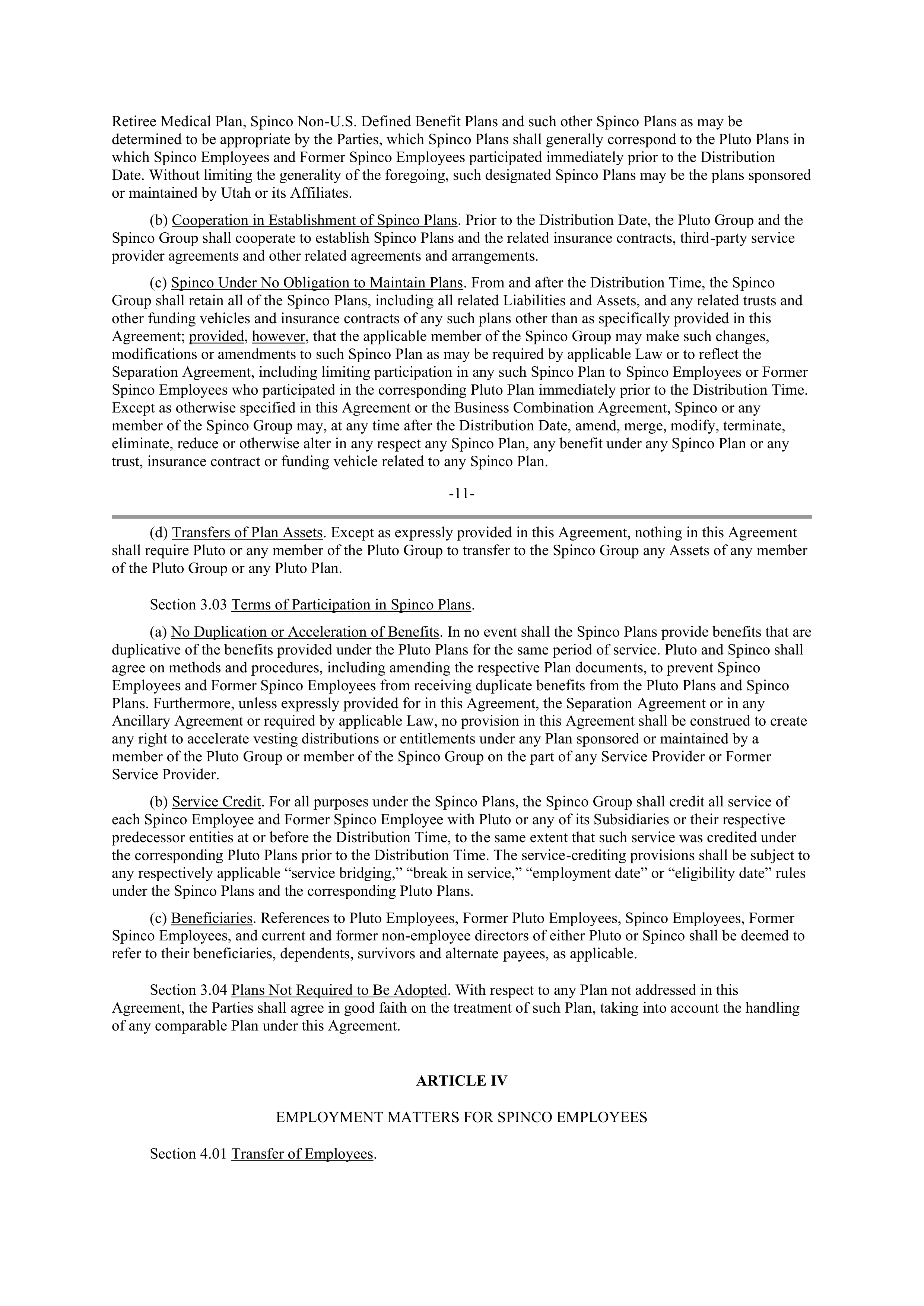 Pfizer Employee Matters Agreement — page 9