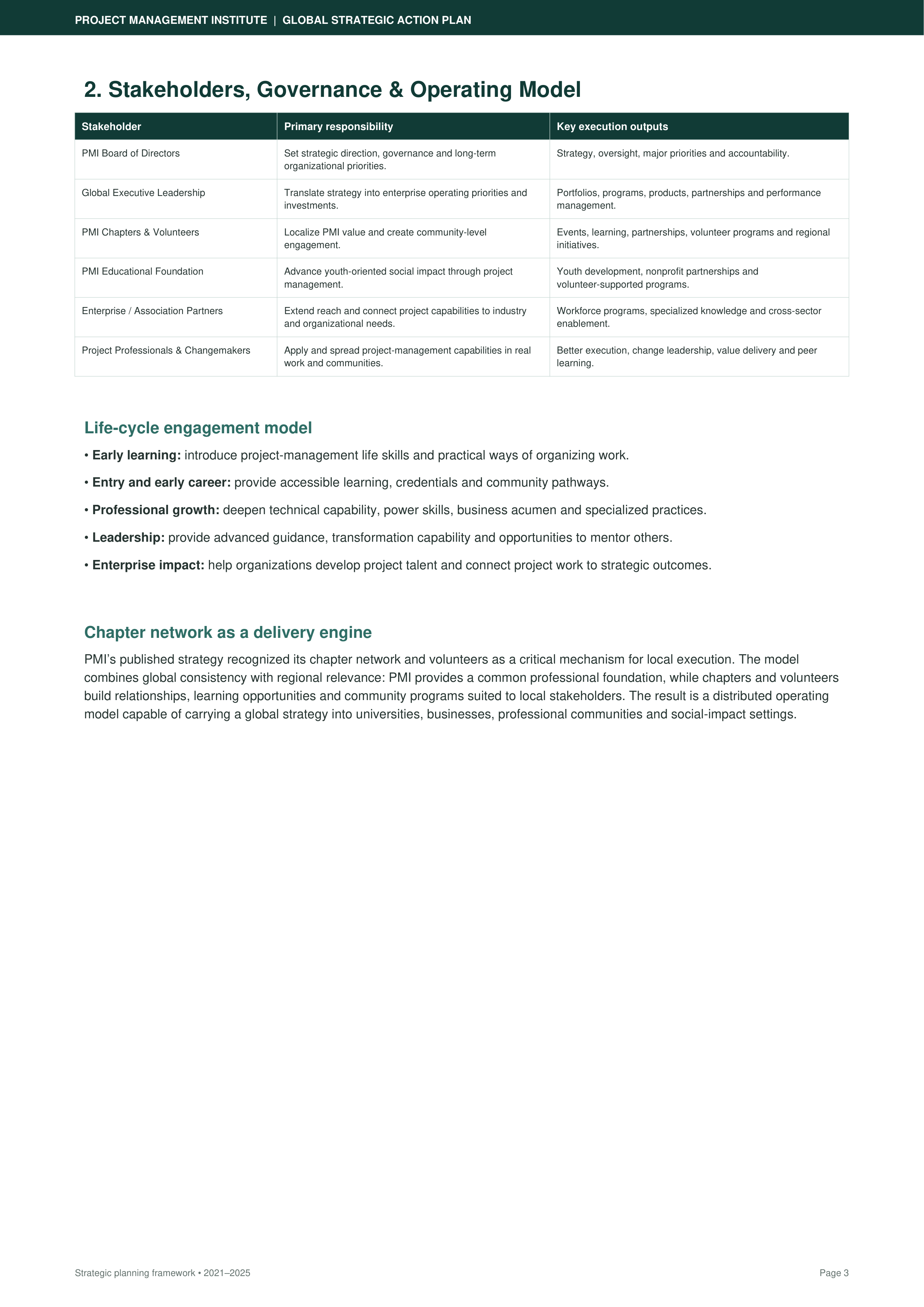 PMI Global Strategic Action Plan — page 3