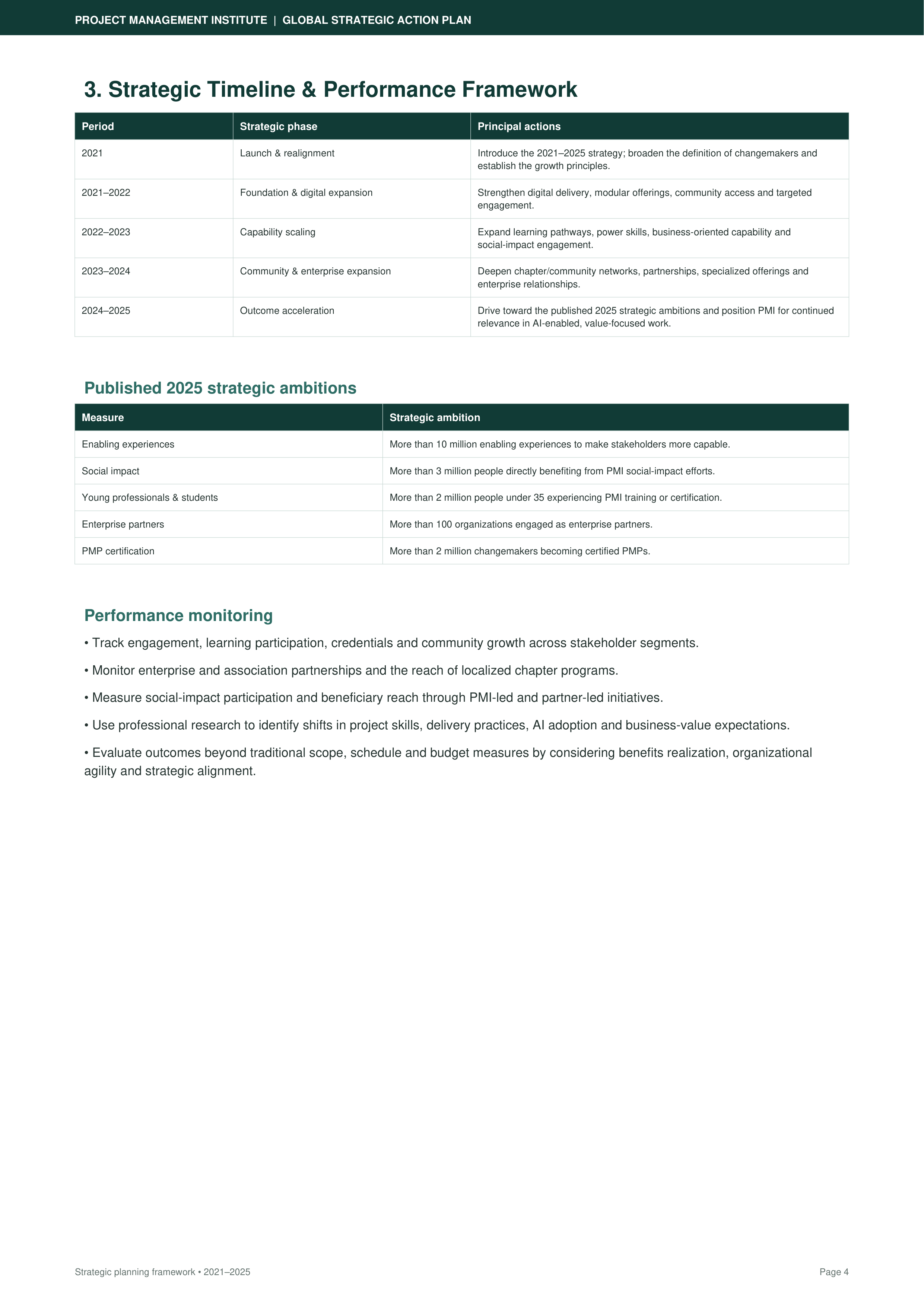 PMI Global Strategic Action Plan — page 4