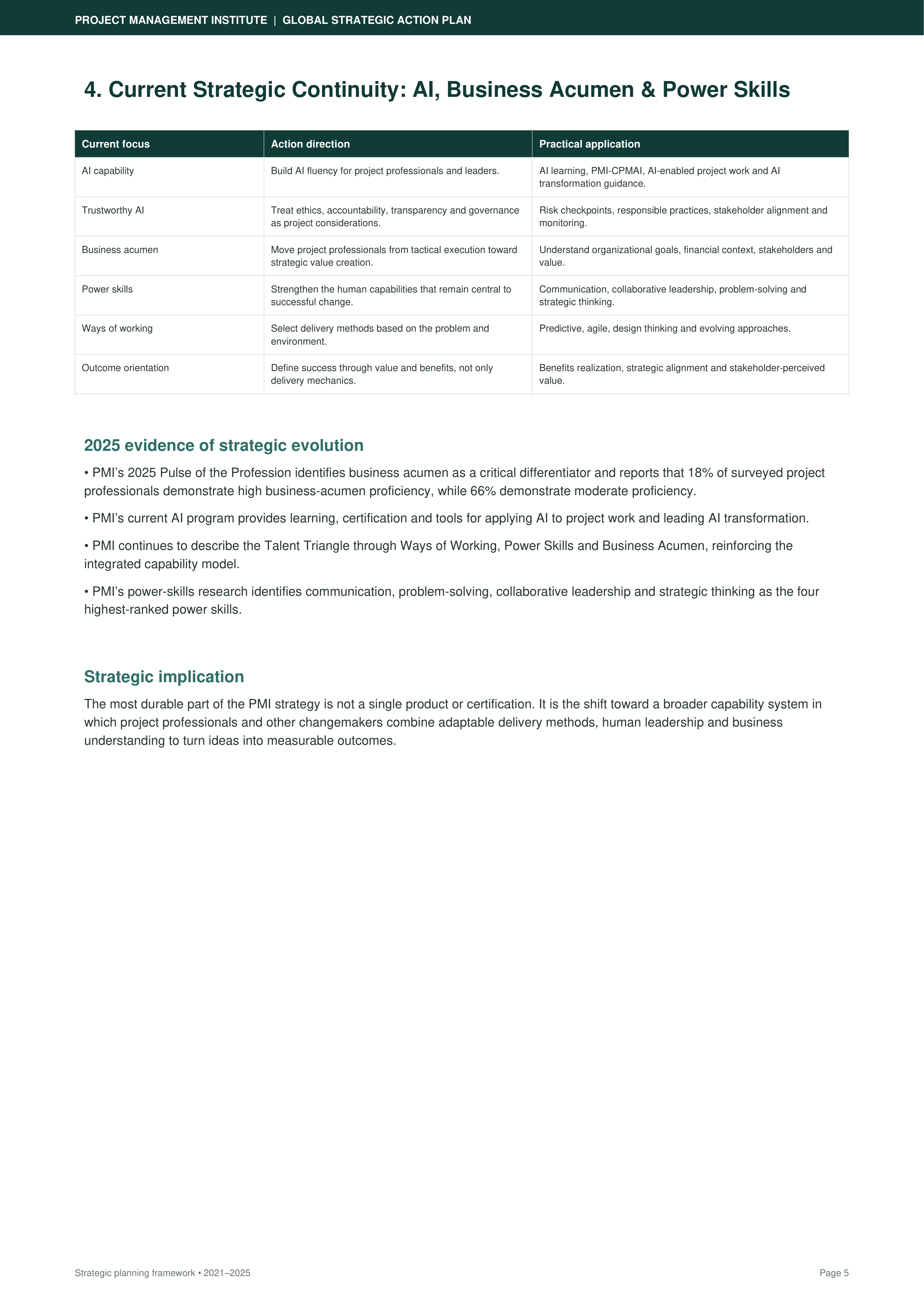 PMI Global Strategic Action Plan — page 5
