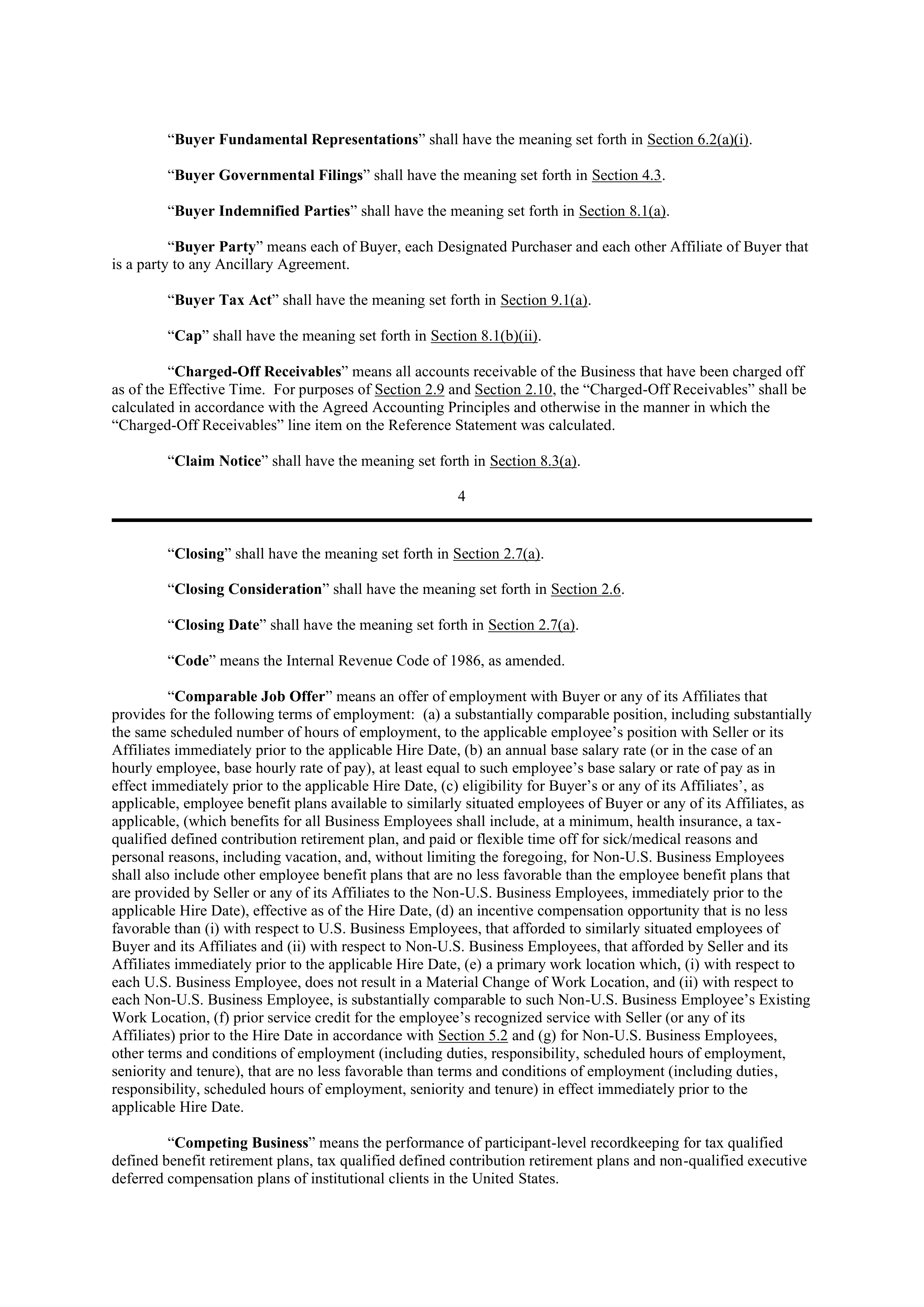 PURCHASE AGREEMENT between PRINCIPAL FINANCIAL SERVICES and WELLS FARGO & COMPANY — page 11