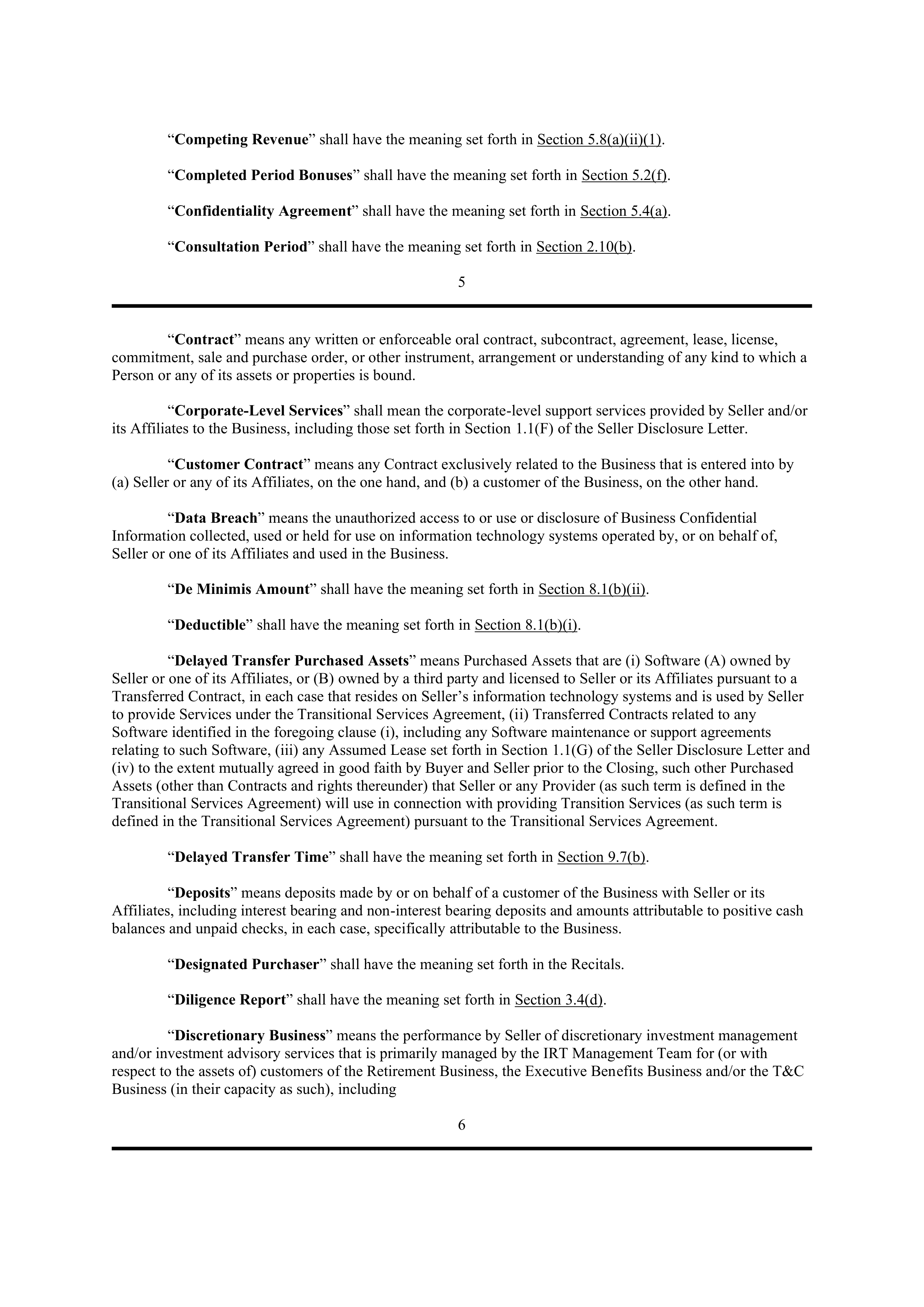 PURCHASE AGREEMENT between PRINCIPAL FINANCIAL SERVICES and WELLS FARGO & COMPANY — page 12