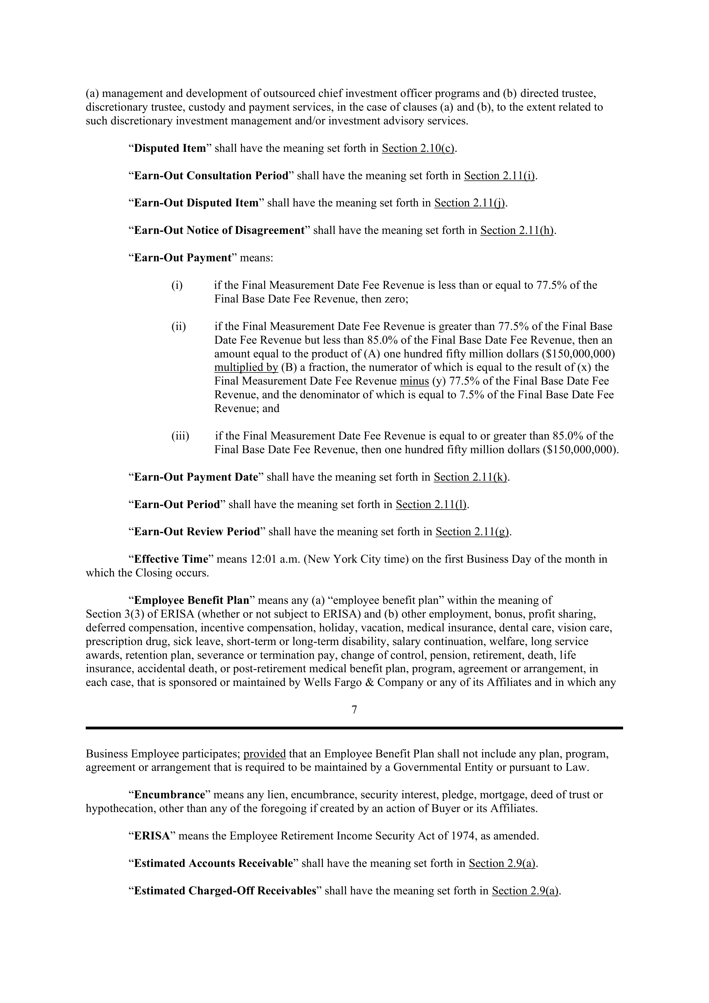 PURCHASE AGREEMENT between PRINCIPAL FINANCIAL SERVICES and WELLS FARGO & COMPANY — page 13