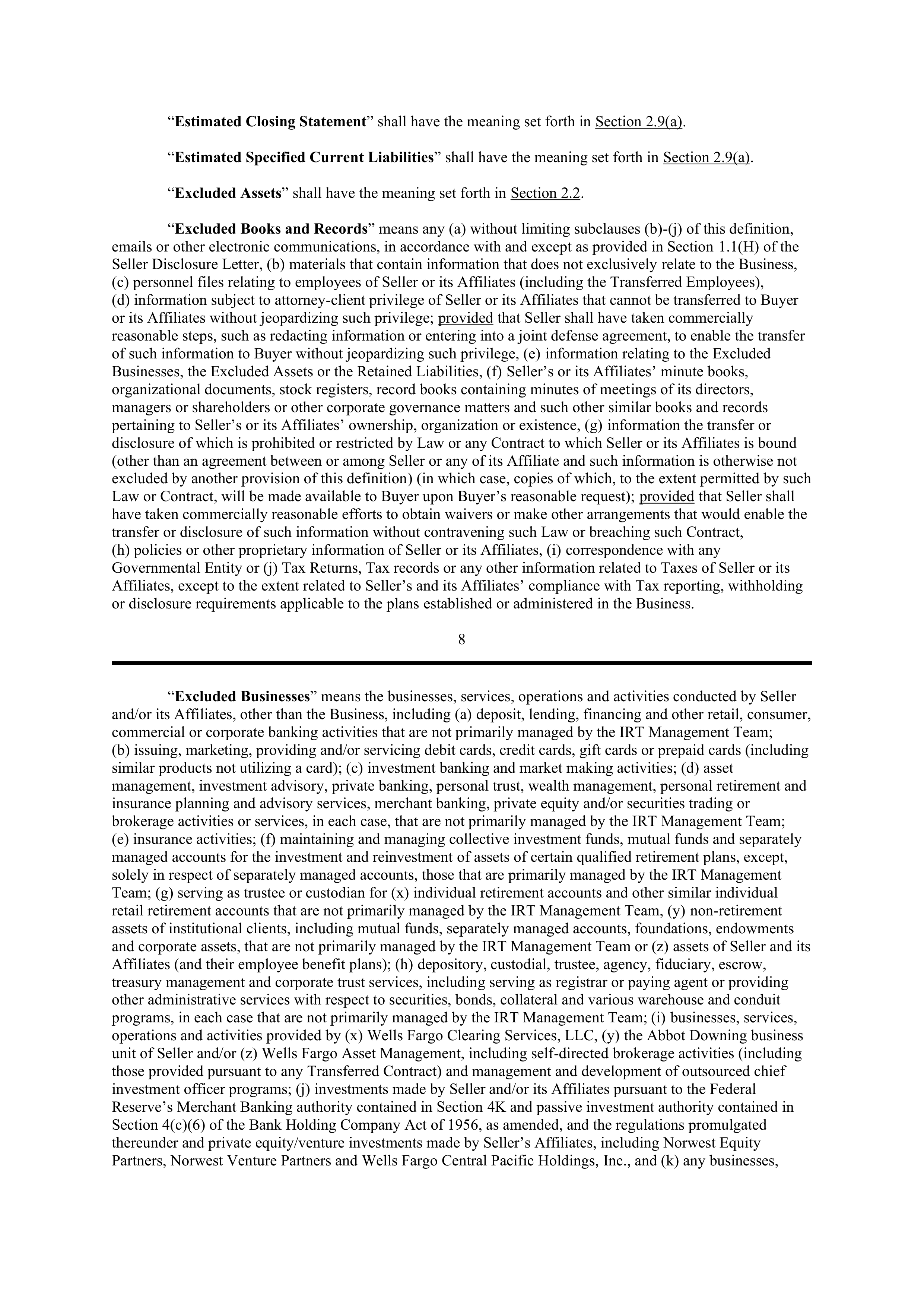 PURCHASE AGREEMENT between PRINCIPAL FINANCIAL SERVICES and WELLS FARGO & COMPANY — page 14