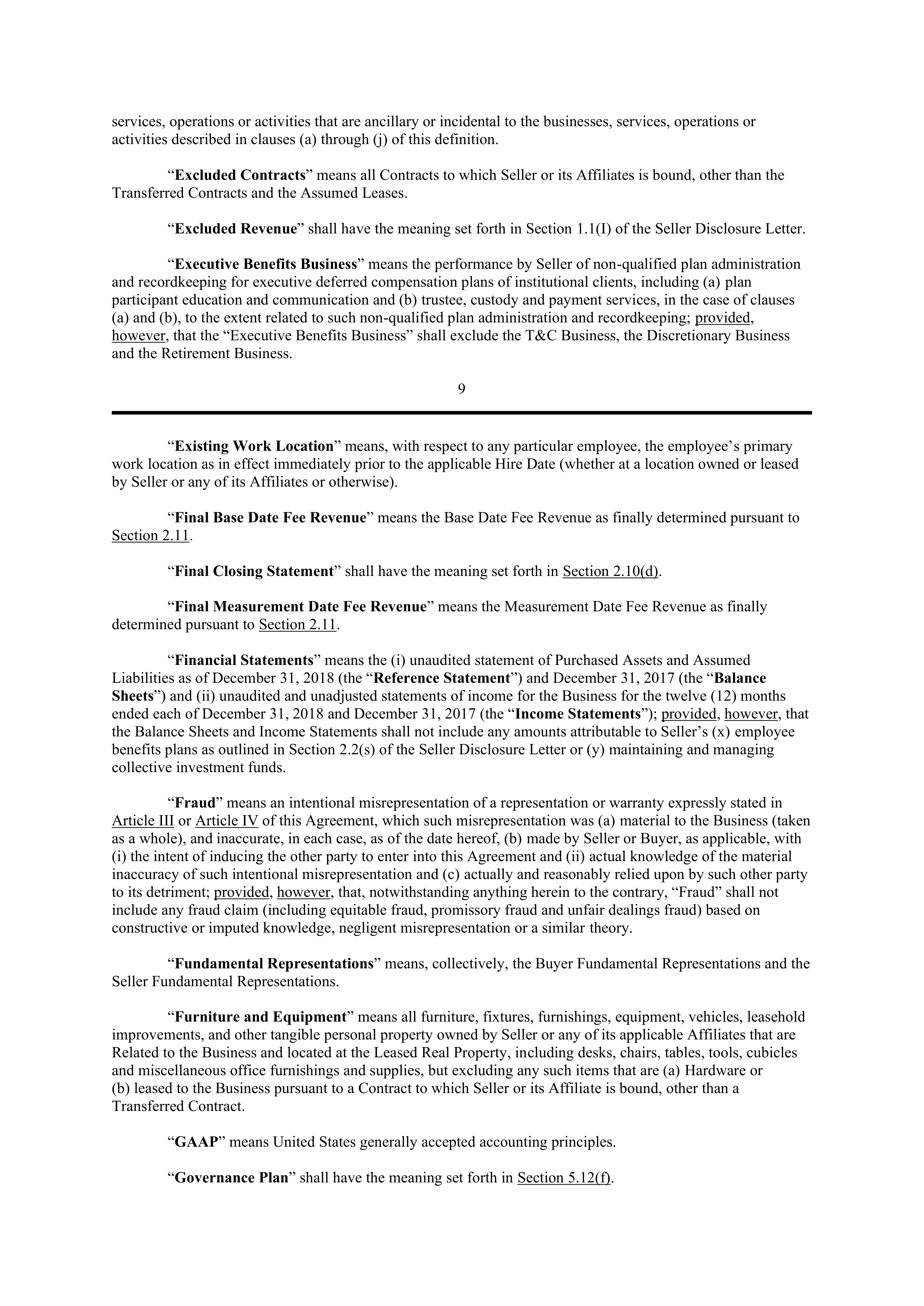 PURCHASE AGREEMENT between PRINCIPAL FINANCIAL SERVICES and WELLS FARGO & COMPANY — page 15