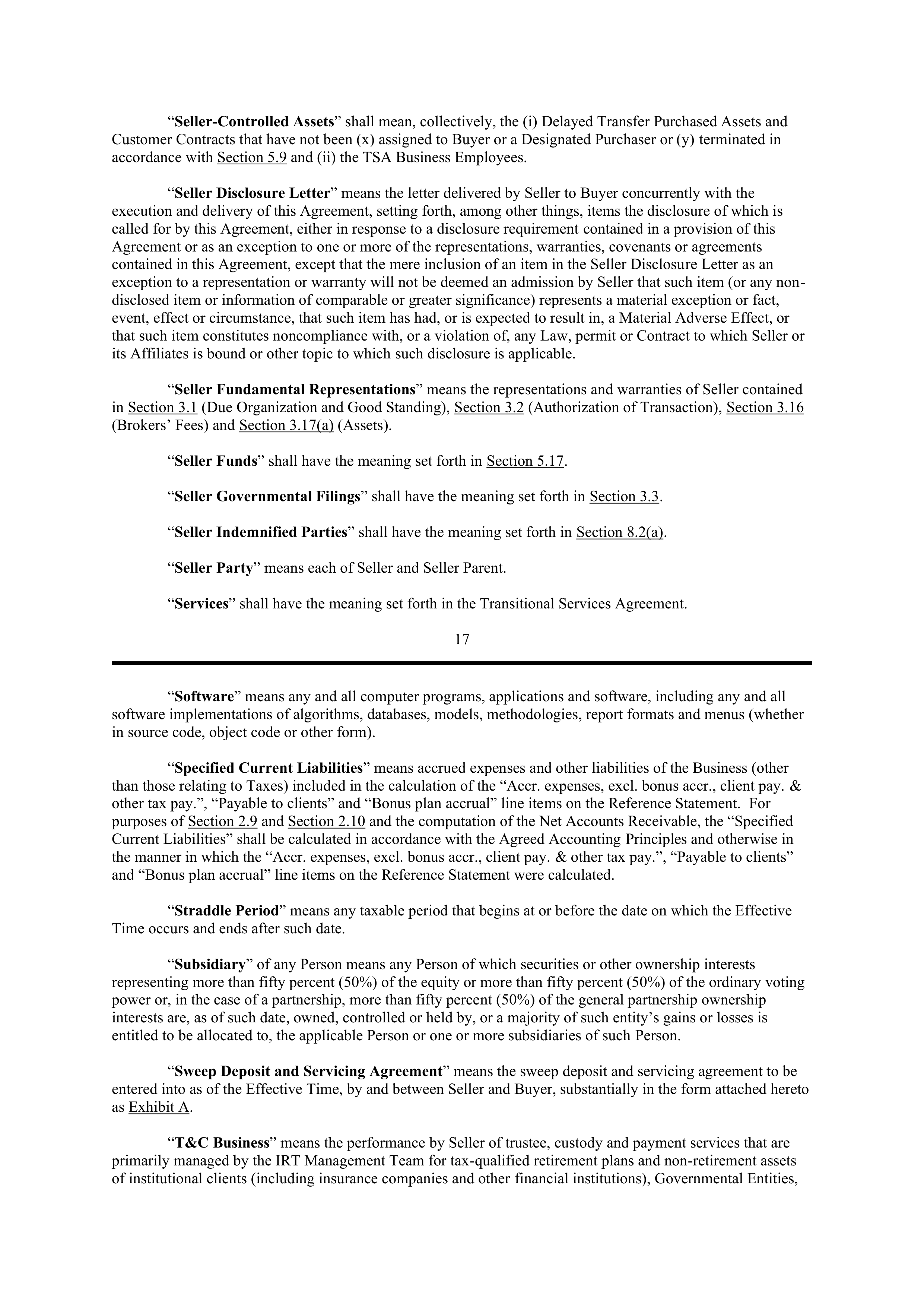 PURCHASE AGREEMENT between PRINCIPAL FINANCIAL SERVICES and WELLS FARGO & COMPANY — page 21